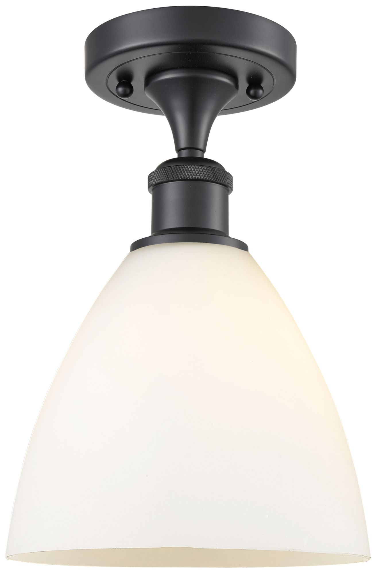 Bristol Glass 8" Semi-Flush Mount - Matte Black - Matte White Shade