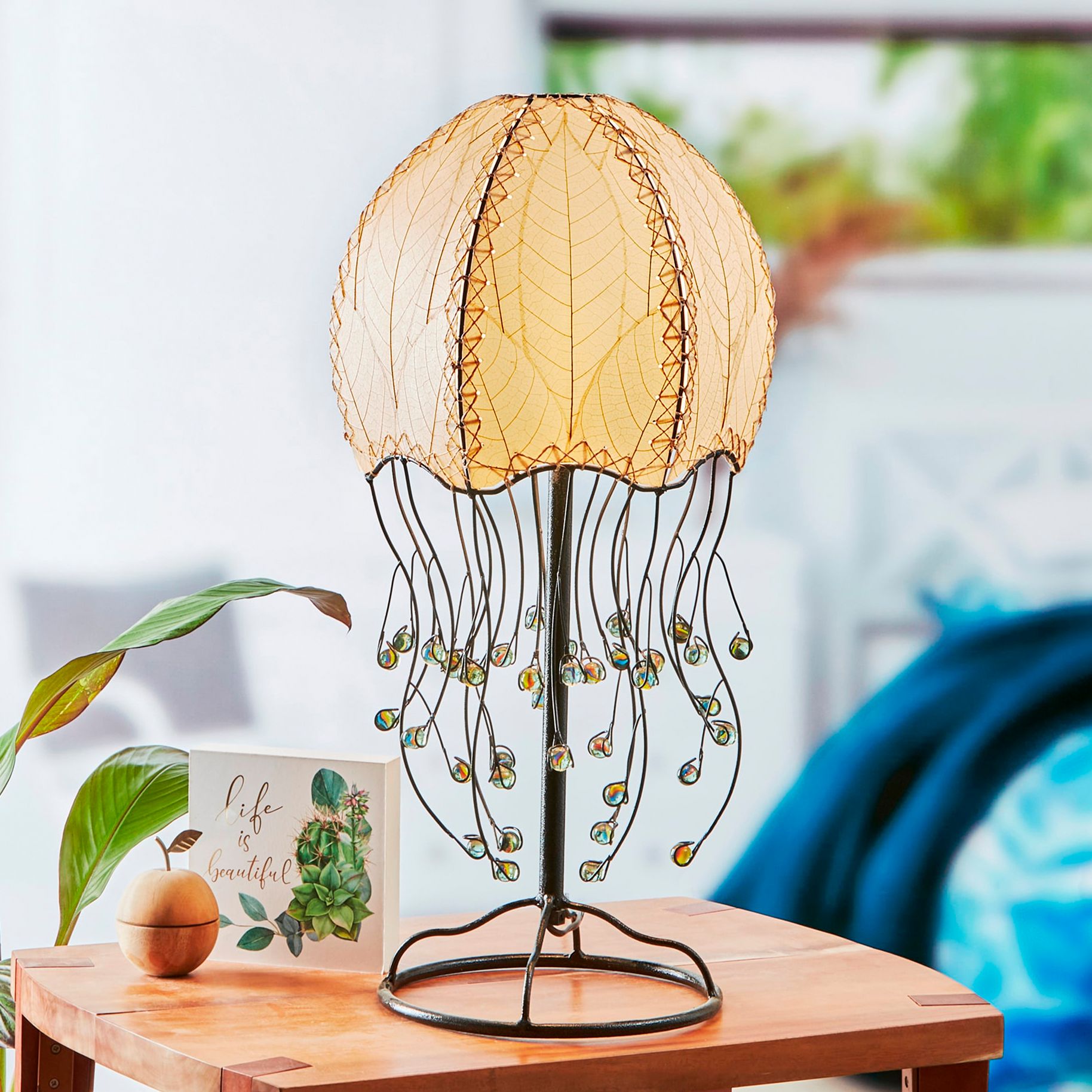 Eangee Jellyfish Natural Cocoa Leaves Table Lamp