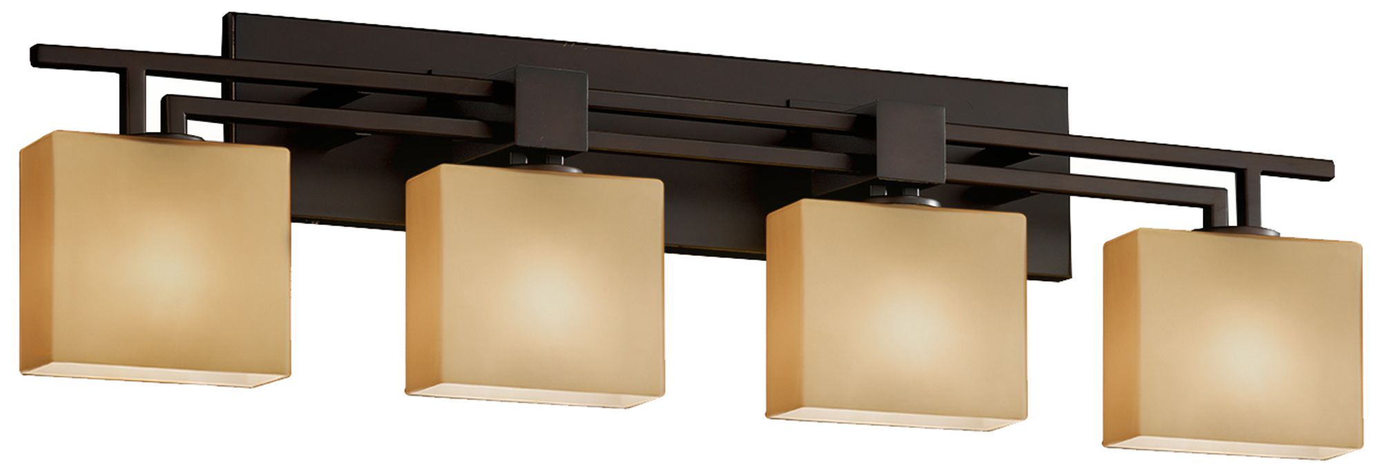 Fusion - Aero 4-Light Rectangular Bath Bar - Almond - Bronze