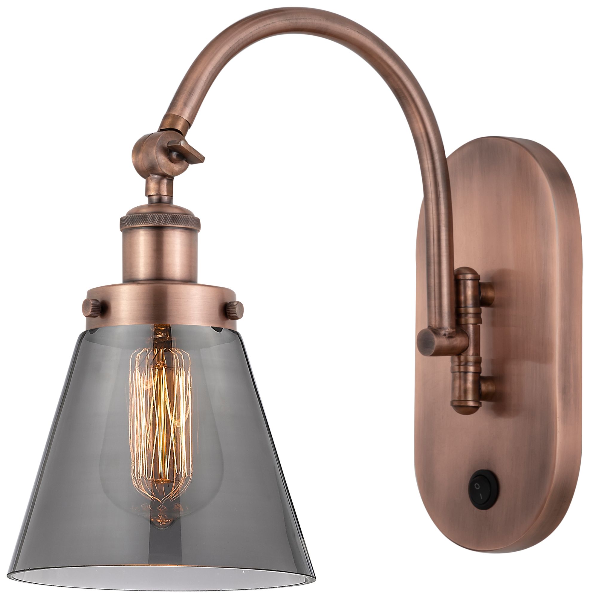 Franklin Restoration Cone 6" LED Sconce - Copper Finish - Smoke Shade