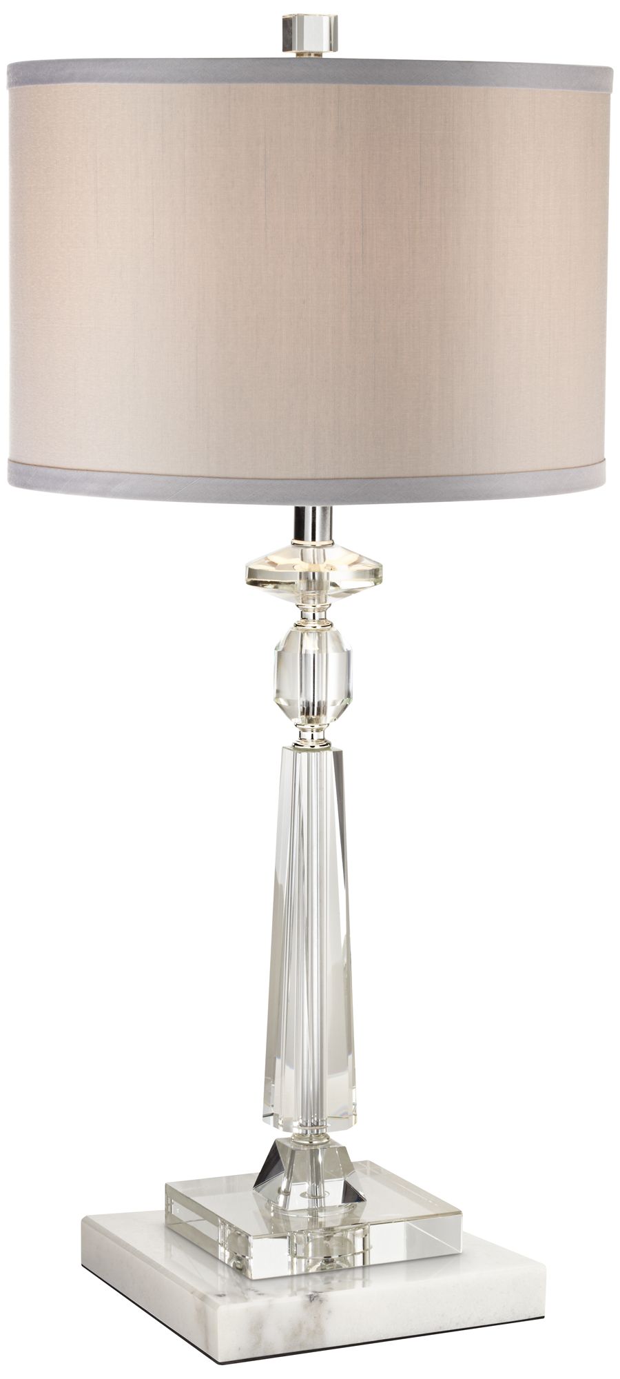 Aline Crystal Table Lamp with Square White Marble Riser