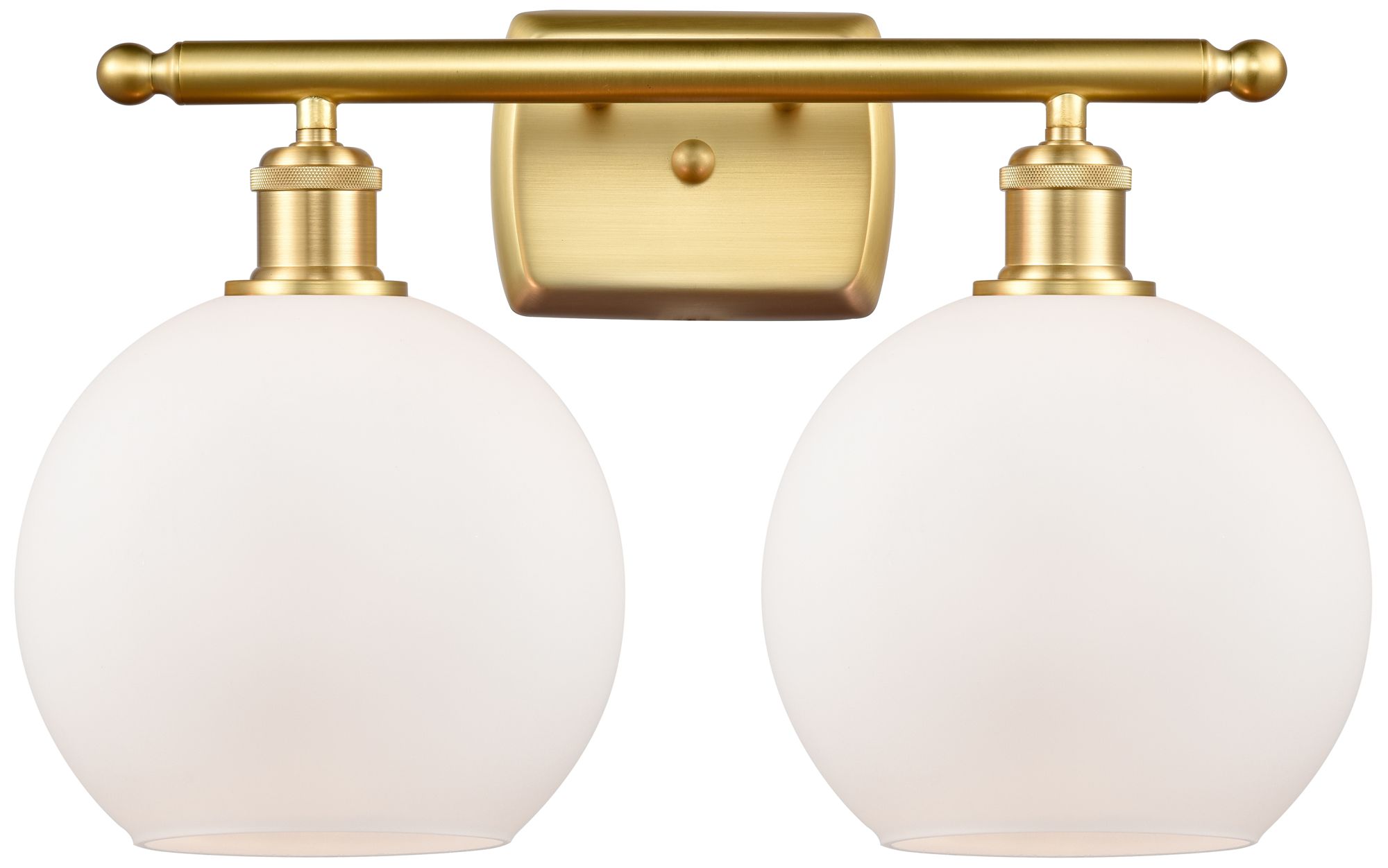 Ballston Athens 8" 2 Light 18" LED Bath Light - Satin Gold - Whit