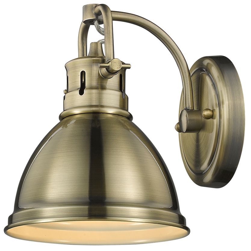 Duncan 6 1/2" Wide Aged Brass 1-Light Wall Sconce with Aged Brass