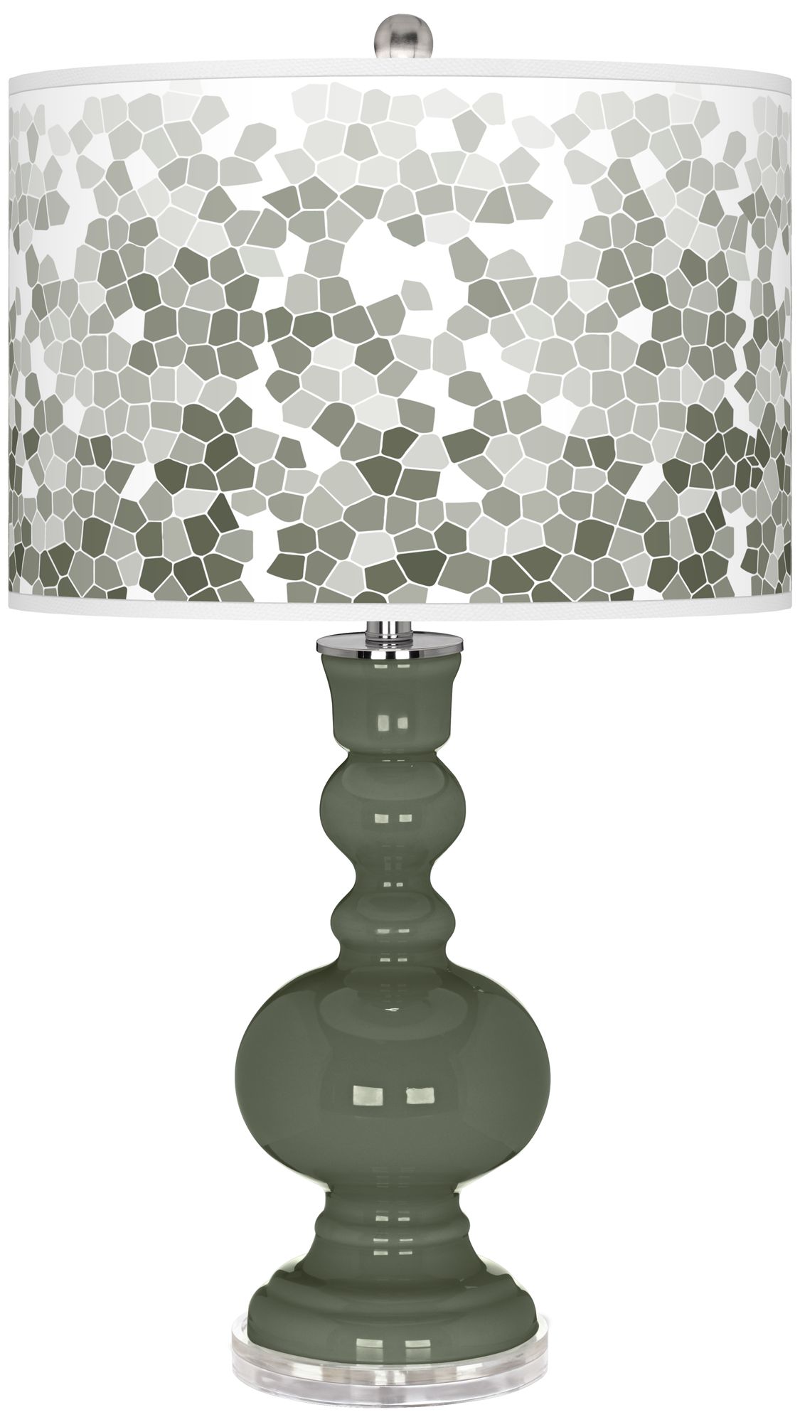 Deep Lichen Green Mosaic Giclee Apothecary Table Lamp