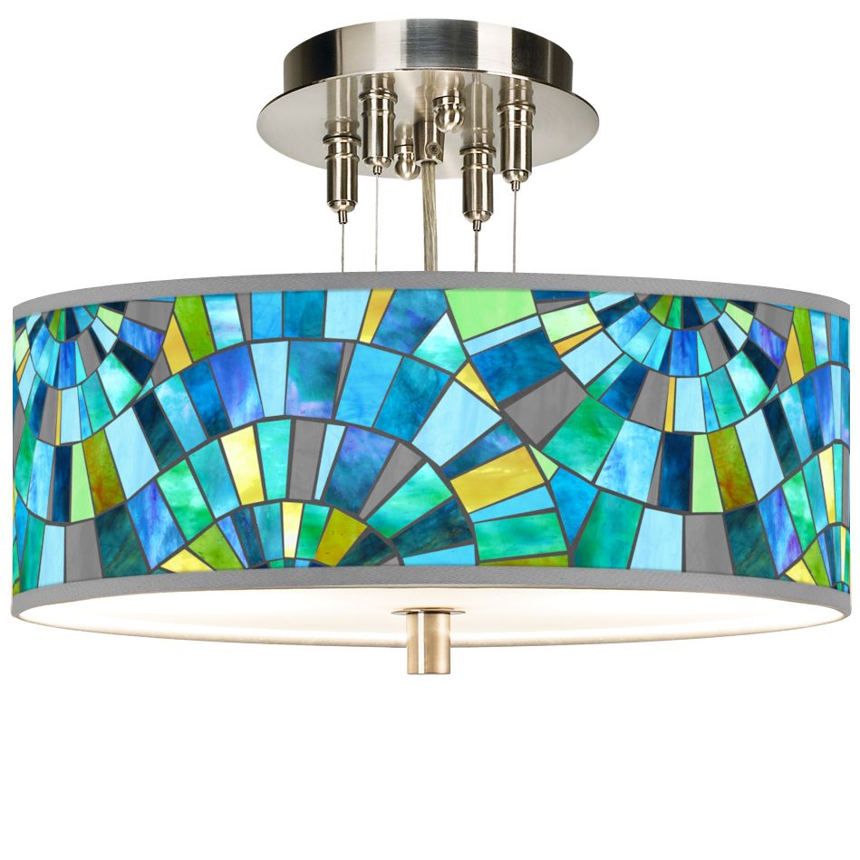 Lagos Mosaic Giclee 14" Wide Ceiling Light