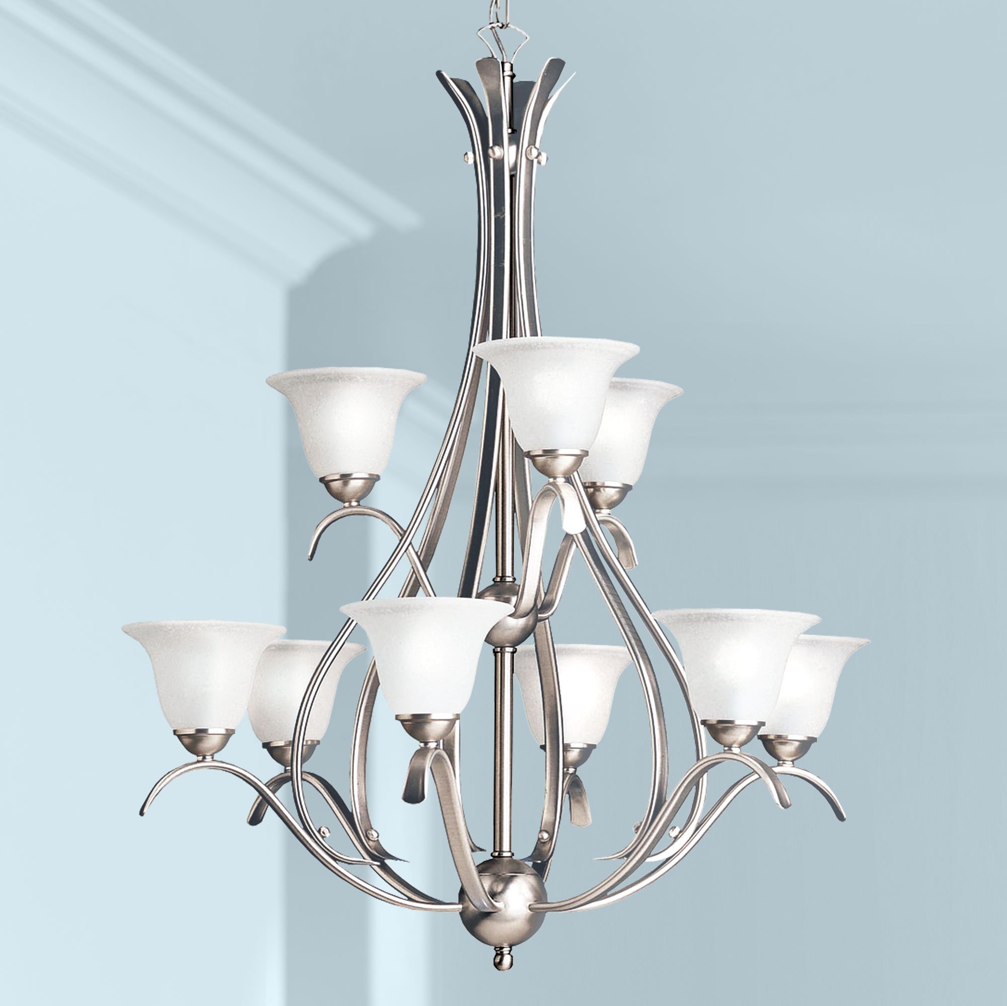 Dover Collection 29"W Brushed Nickel Nine Light Chandelier