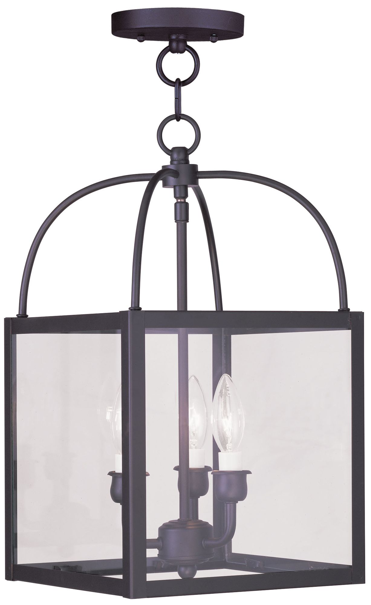 Milford 10-in Bronze Rustic Single Clear Glass Lantern Pendant