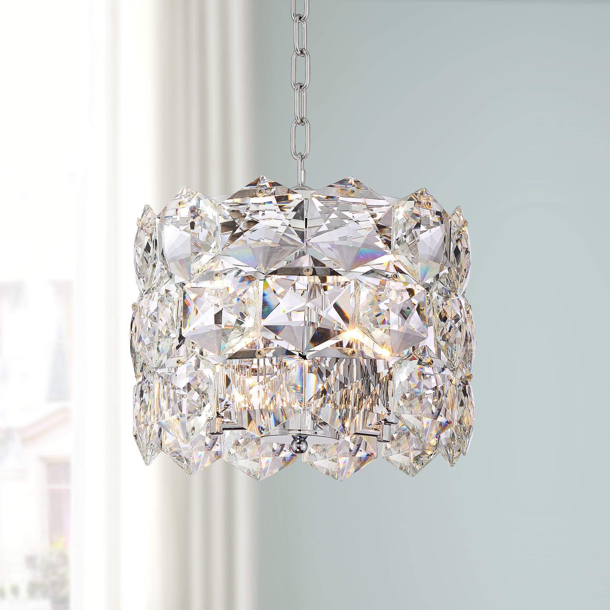 Etienne 13 1/2" Wide Chrome and Crystal Pendant Light