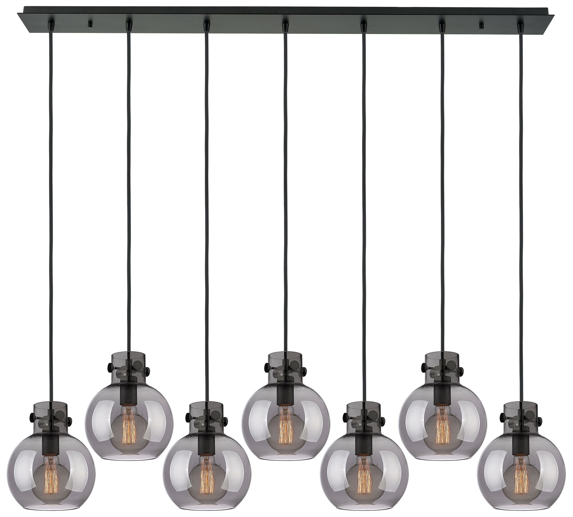 Owego 36.88" Wide 5 Light Matte Black Linear Pendant With Light Smoke