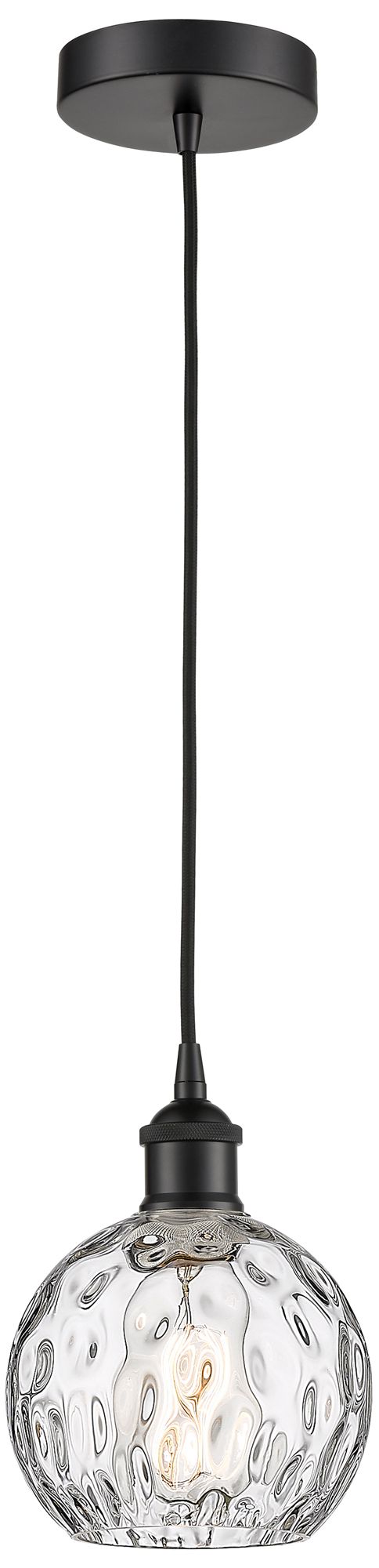 Athens 6" Matte Black Mini Pendant w/ Clear Water Glass Shade