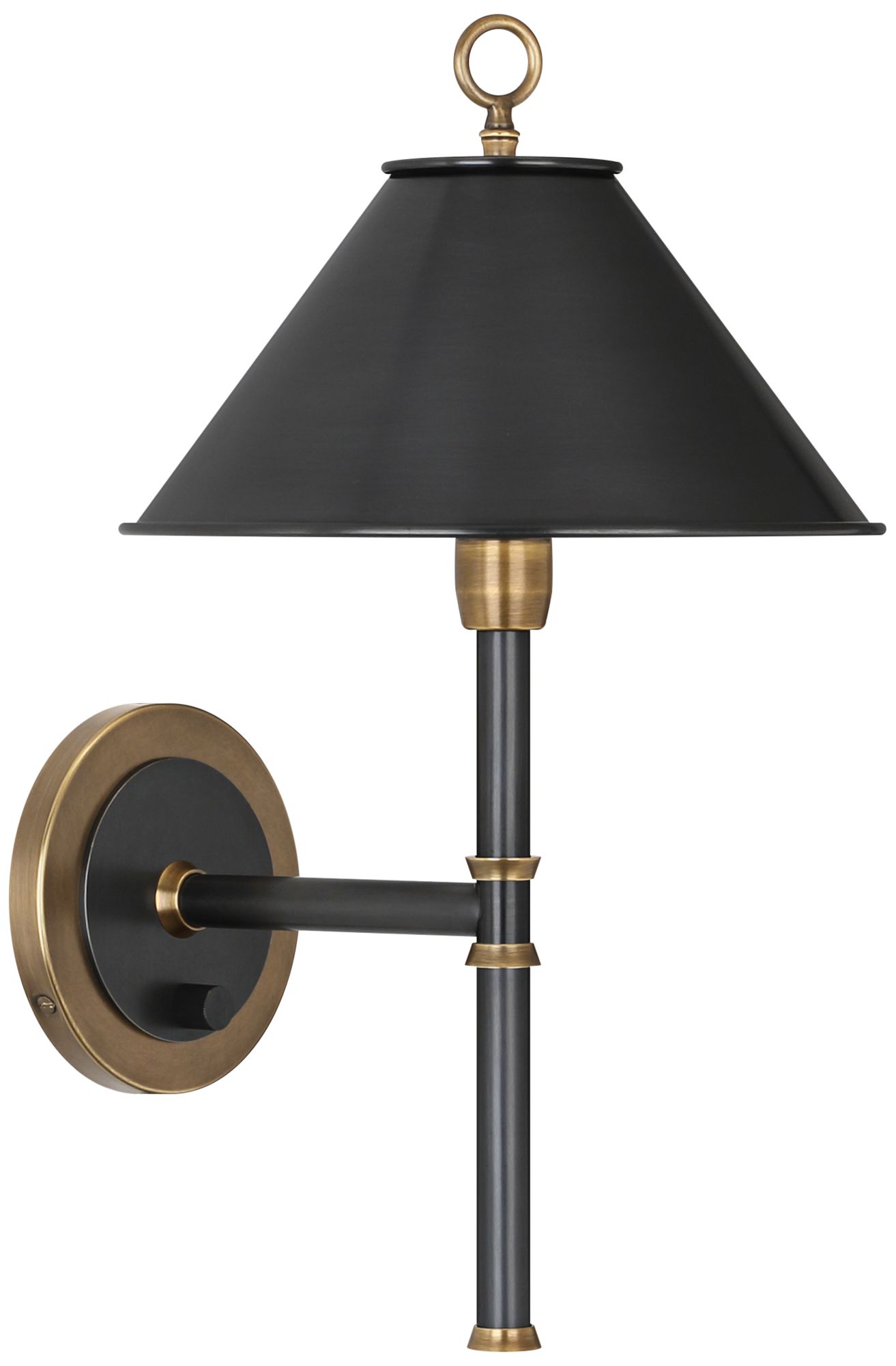 Aaron Patina Bronze and Brass Plug-In Single Arm Wall Lamp