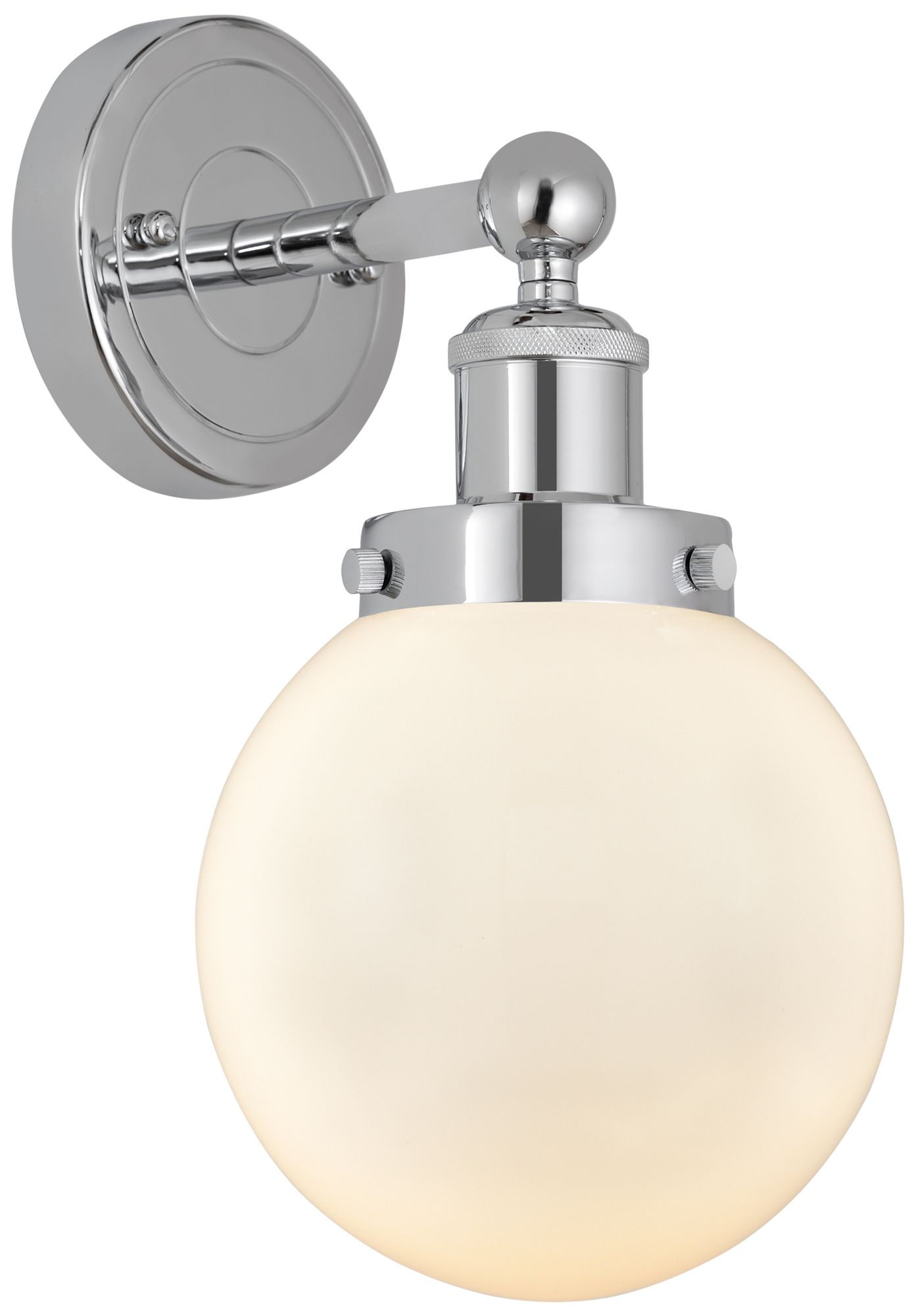 Small Edison Beacon 7" Polished Chrome Sconce w/ Matte White Shade