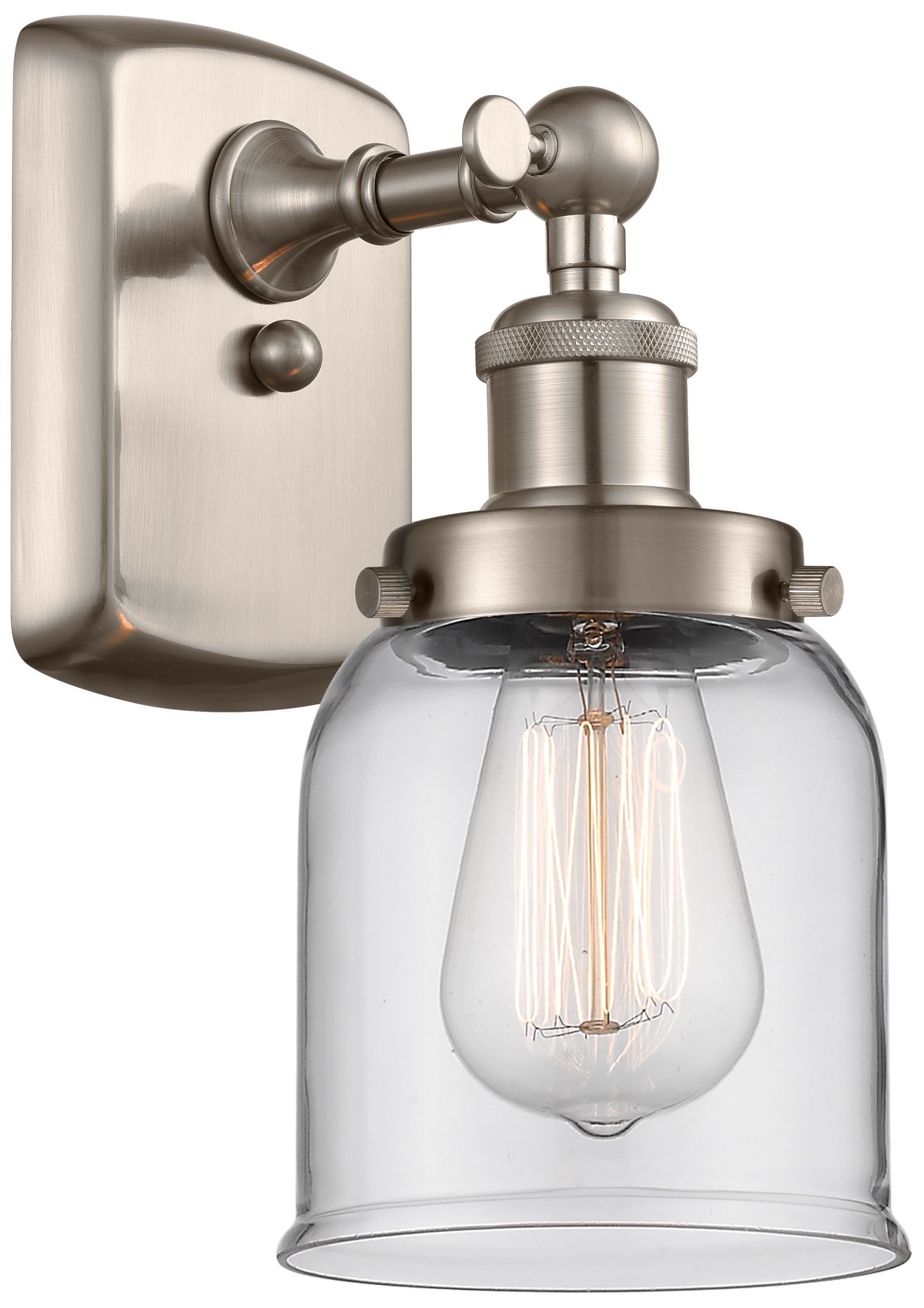 Ballston Urban Bell 12" High Brushed Satin Nickel Sconce w/ Clear Shad