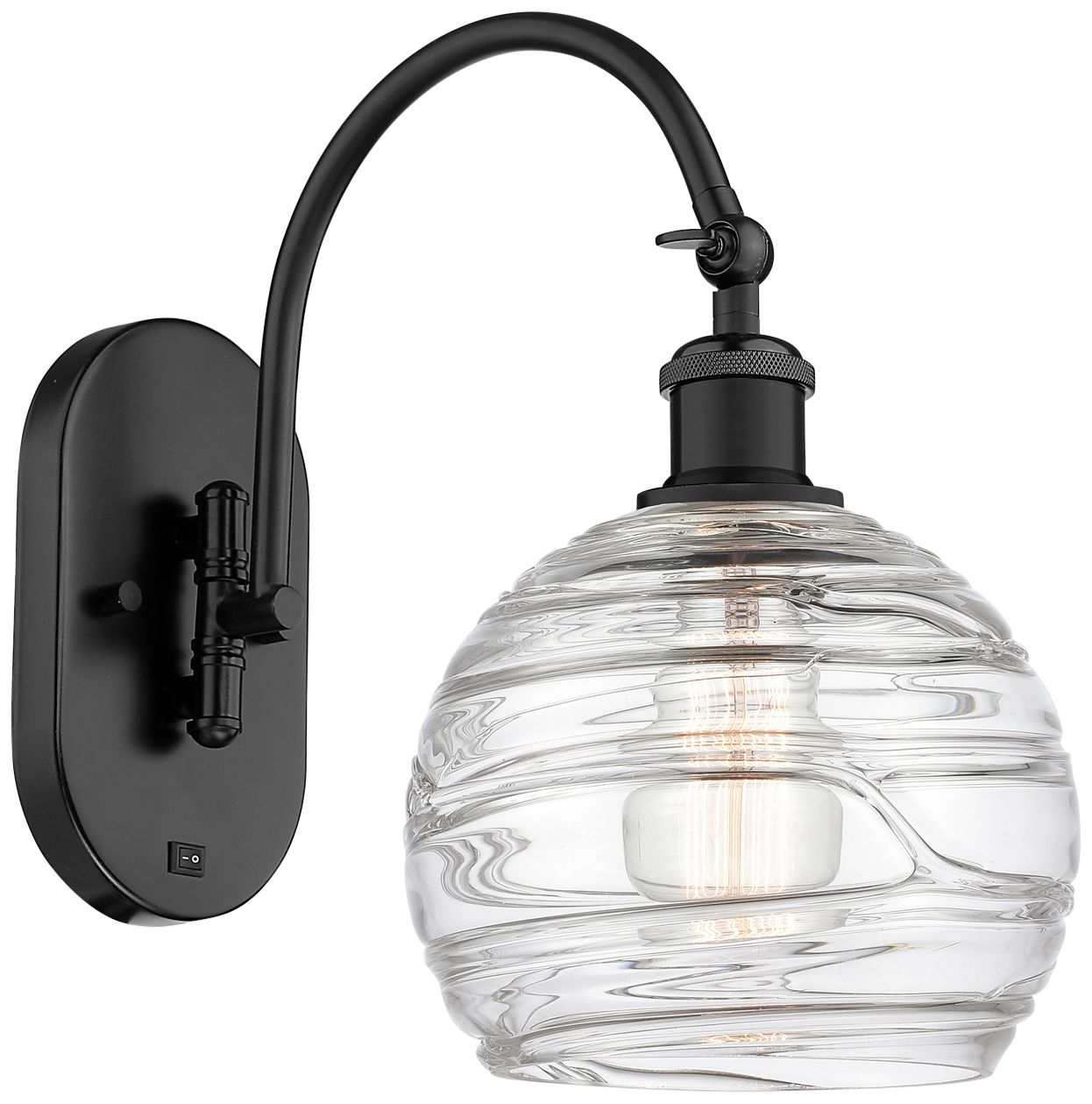 Athens Deco Swirl 13 3/4" High Matte Black Wall Sconce