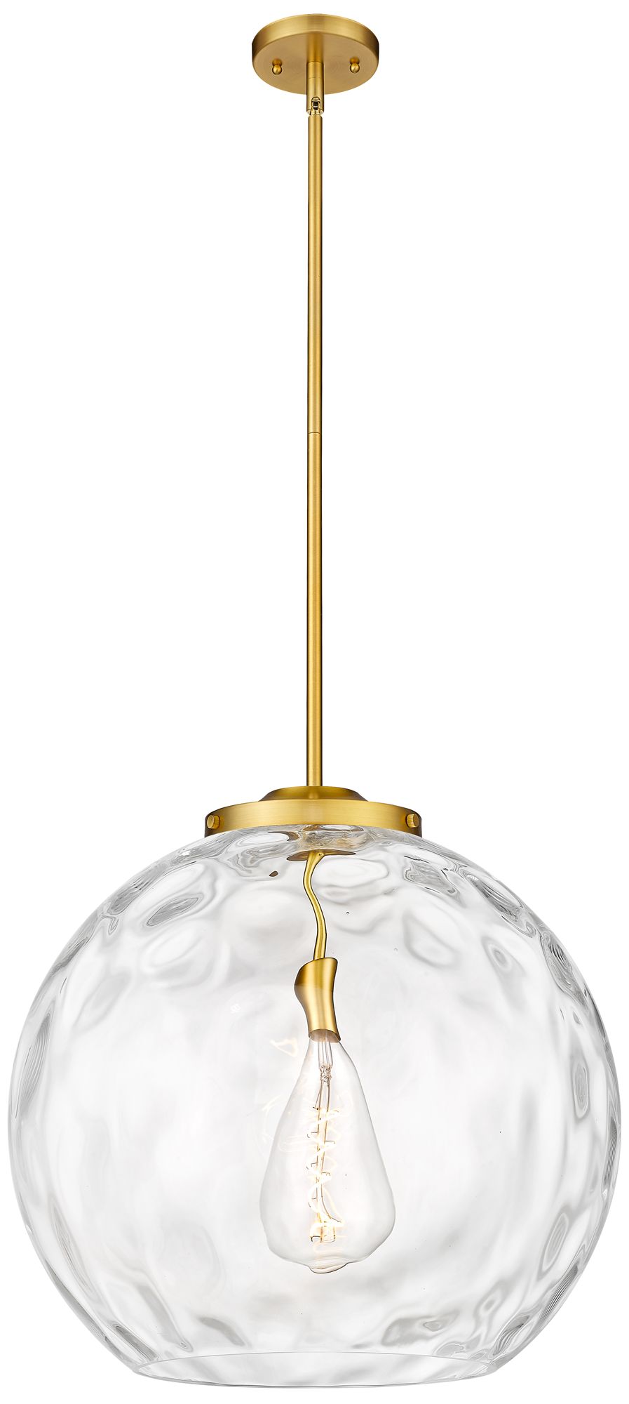 Athens 18" Satin Gold Pendant w/ Clear Water Glass Shade