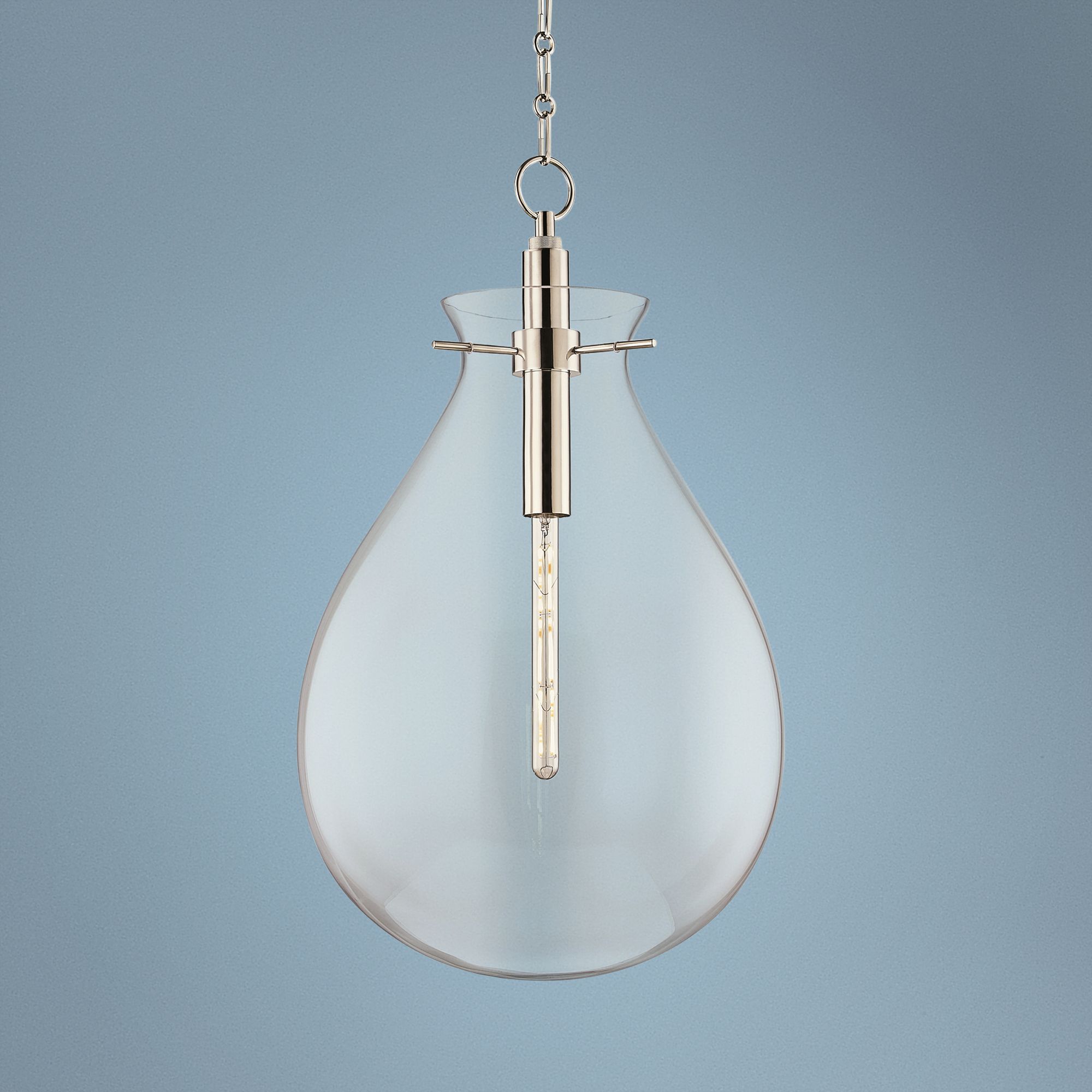 Ivy 18"W Polished Nickel LED Pendant Light w/ Clear Glass