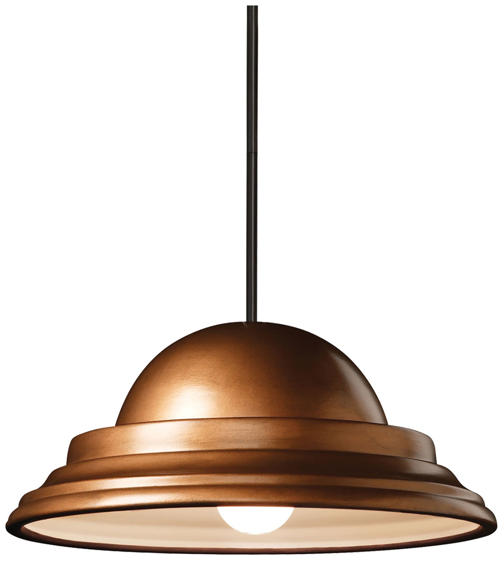 Dome Pendant - Antique Copper - Matte Black - Rigid Stem