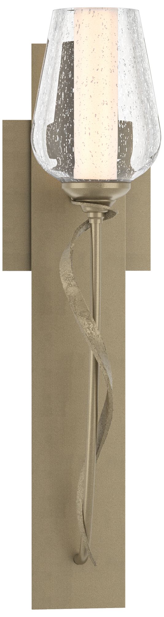 Flora 18.5" High Soft Gold Sconce With Opal and Seeded Glass Shade