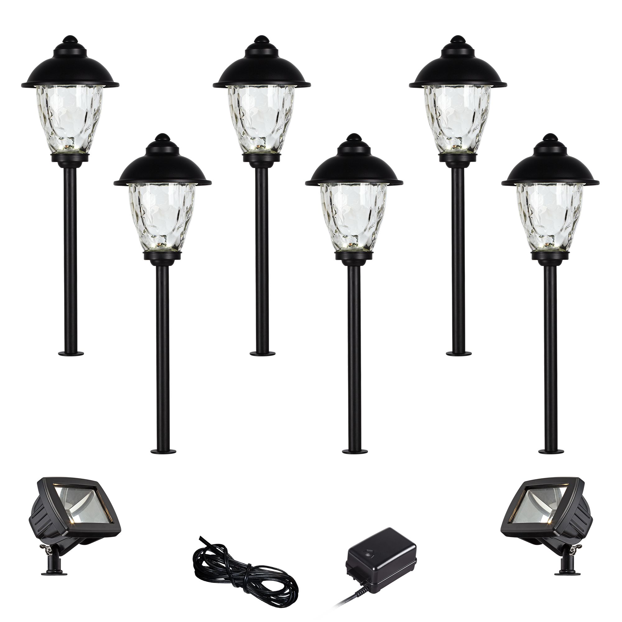 Concord Black 10-Piece LED Landscape Path w/ Flood Light Set