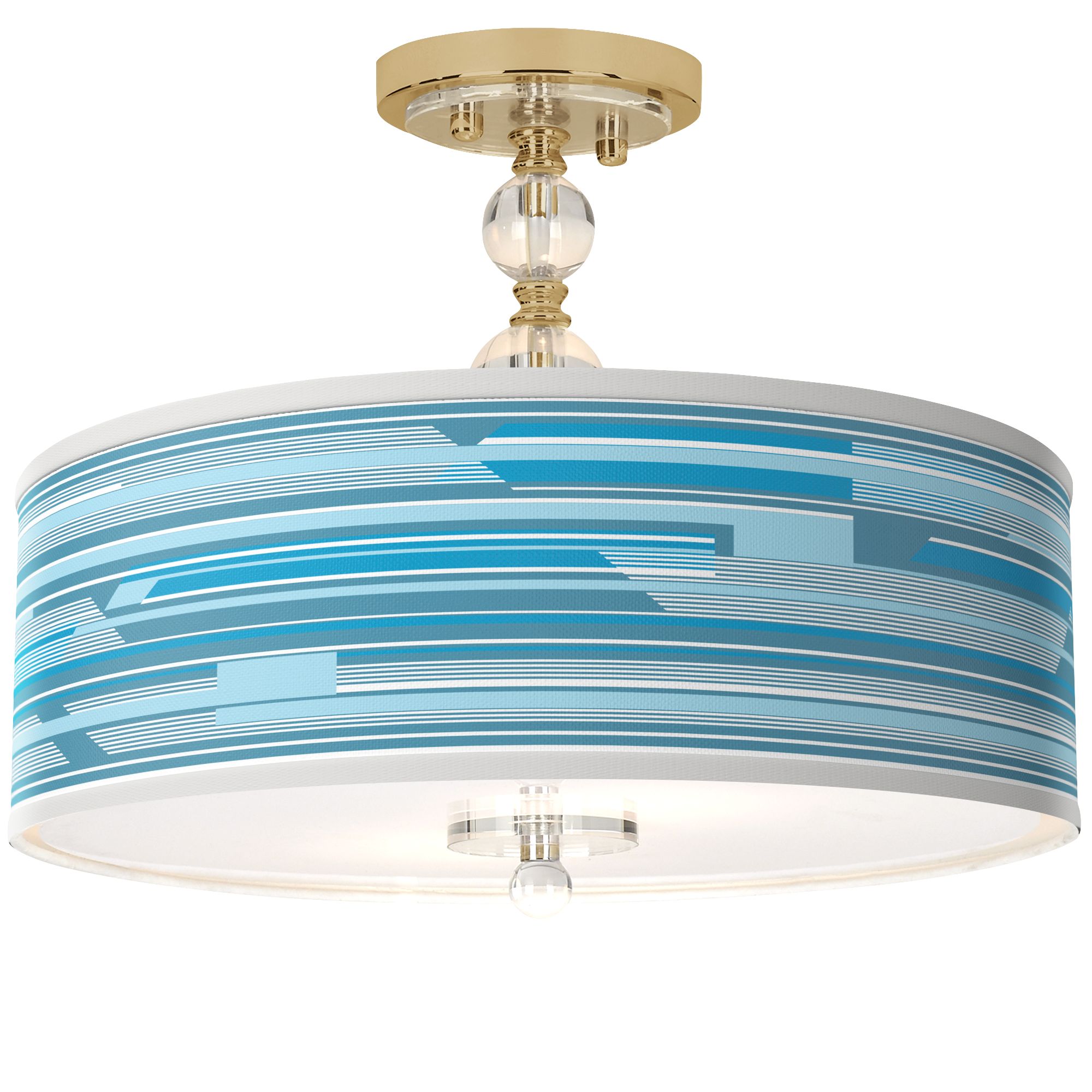 Urban Stripes Giclee 16"W Gold Semi-Flush Ceiling Light