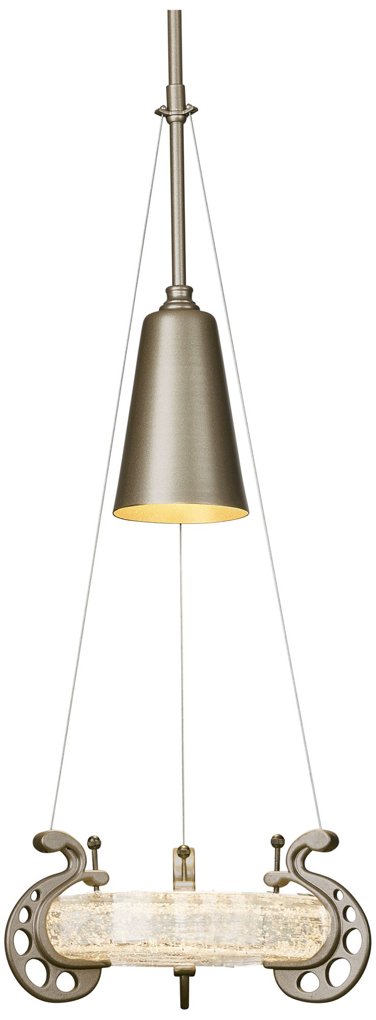 Hubbardton Forge Lens 12.2" Wide Gold and Bubble Glass Pendant