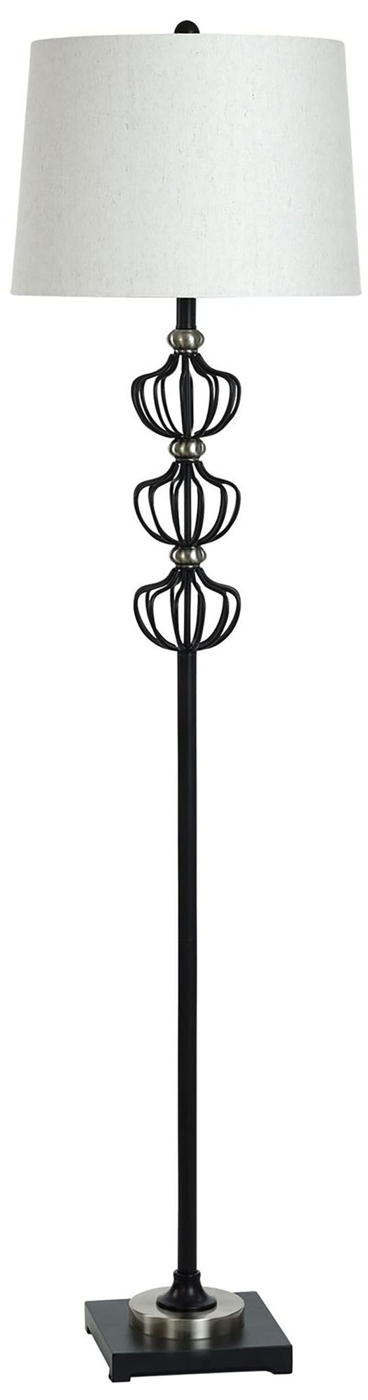 Benzo Silver - Steel Floor Lamp - 17in W X 66in Ht X 17in D - 150 Watts