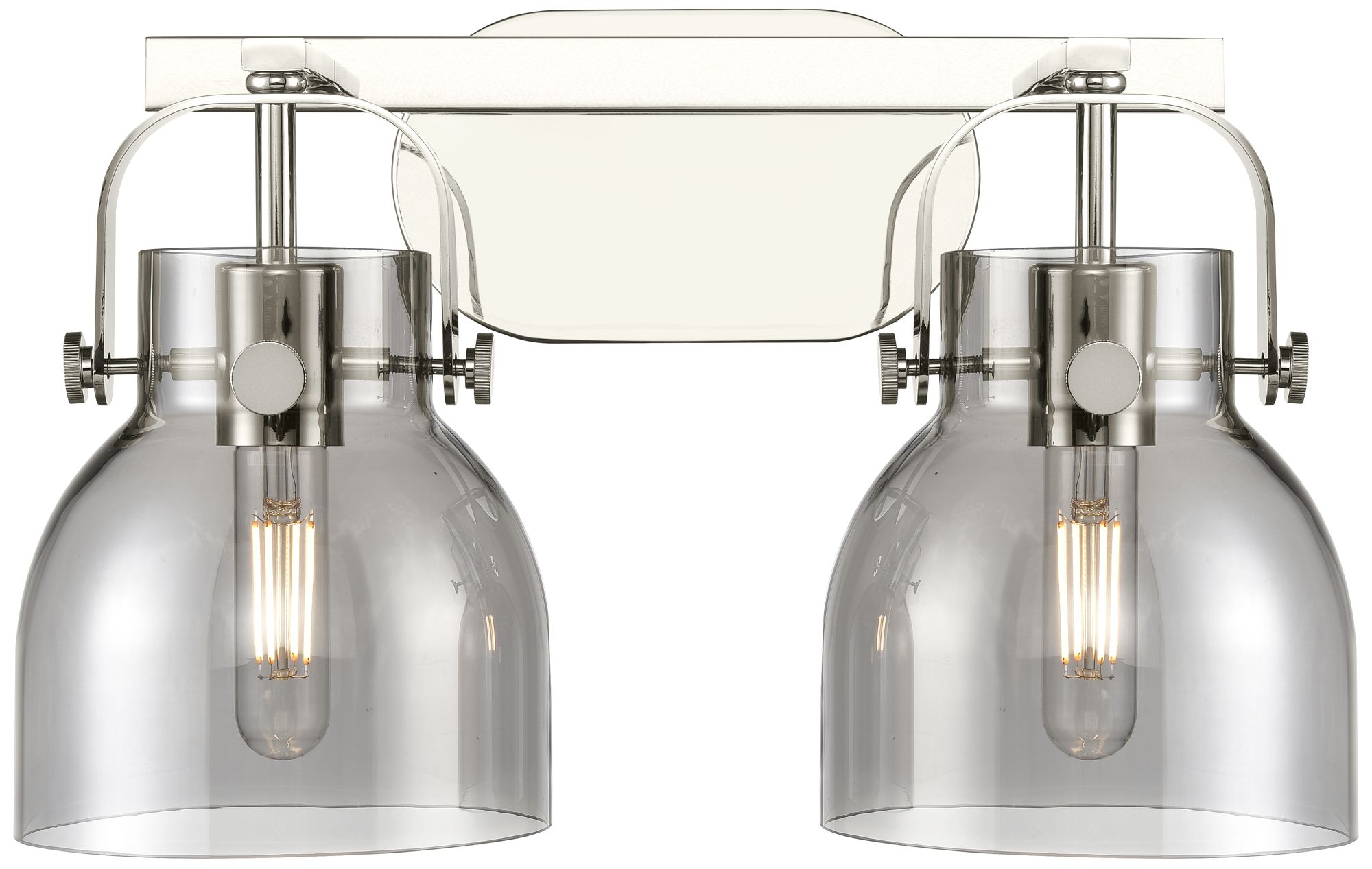 Pilaster II Bell 17" Wide 2 Light Polished Nickel Bath Light w/ Smoke