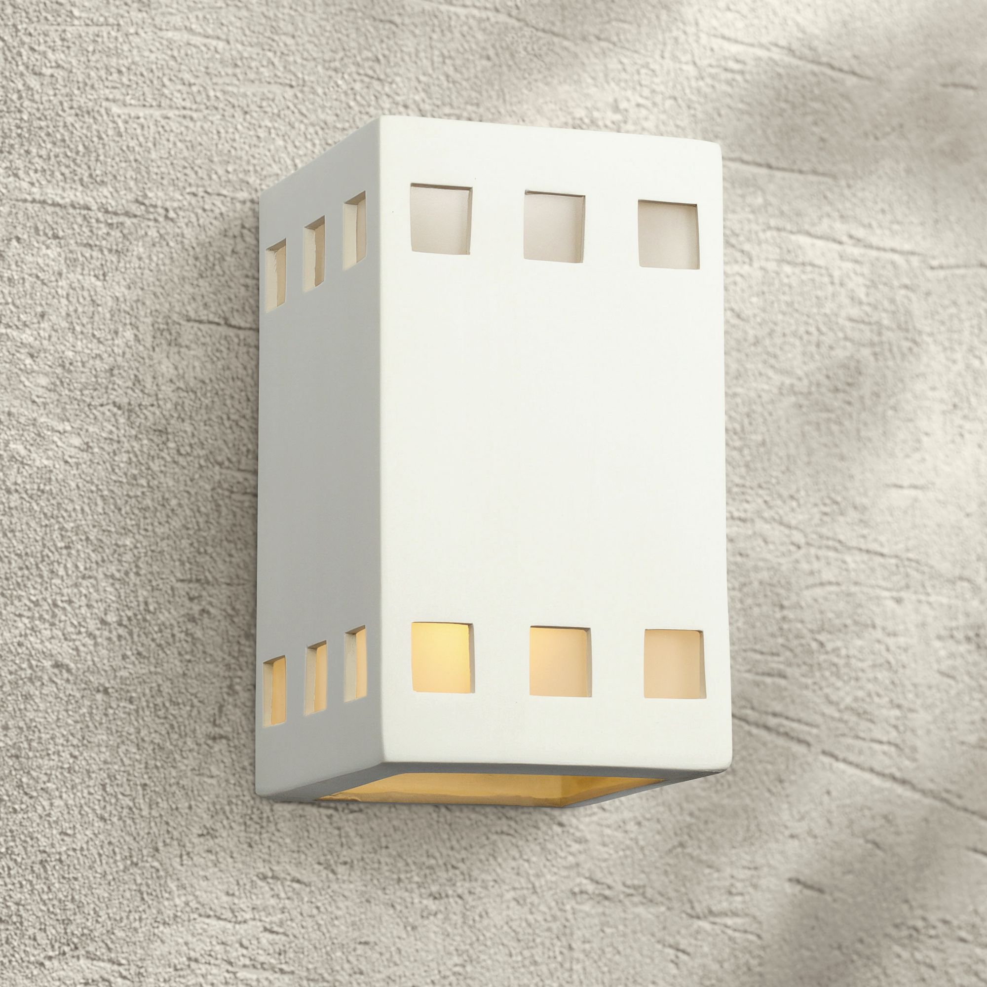 Jaken 9 1/2"H White Row of Squares LED Outdoor Wall Light
