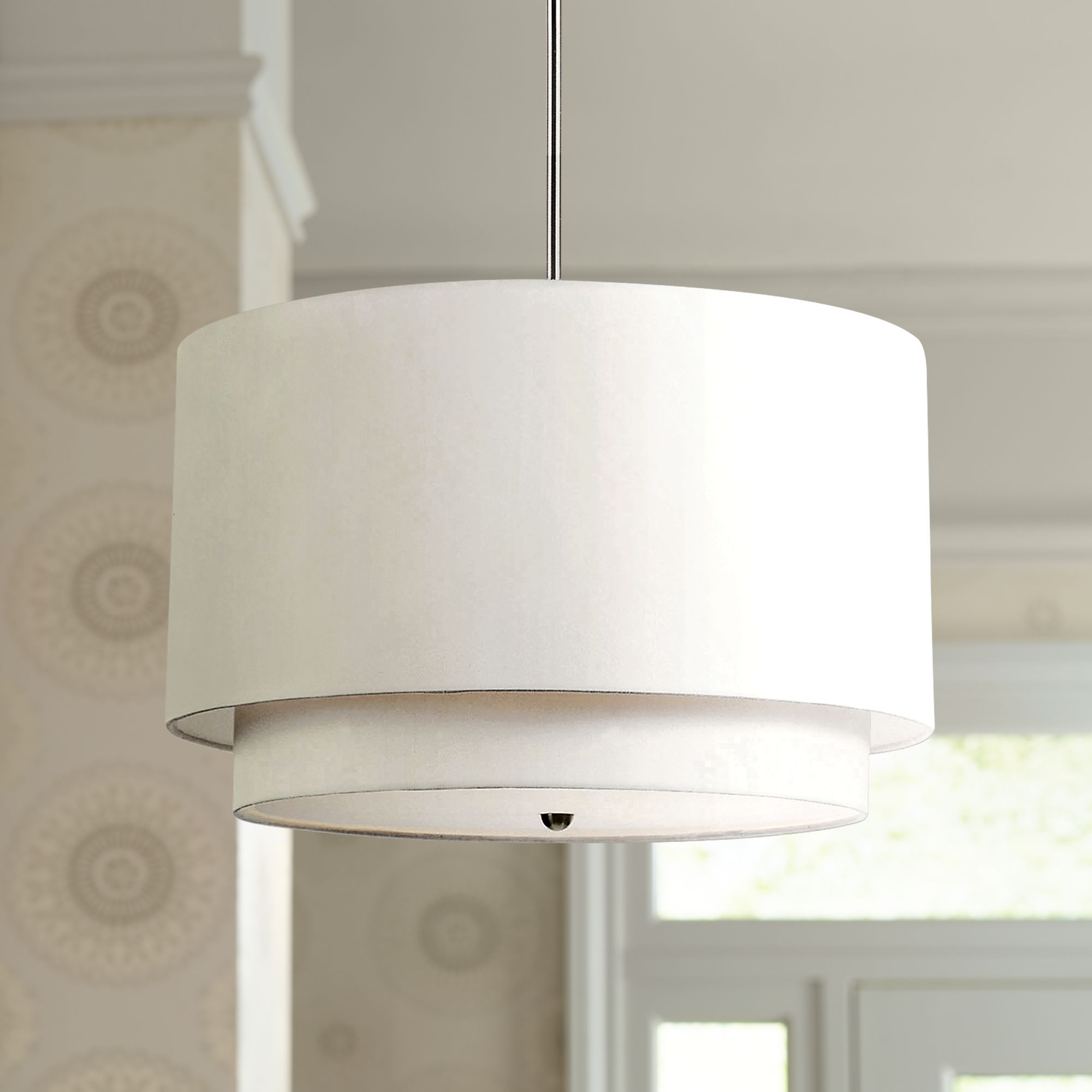 Rondin 18" Wide Brushed Nickel White 3-Light Pendant