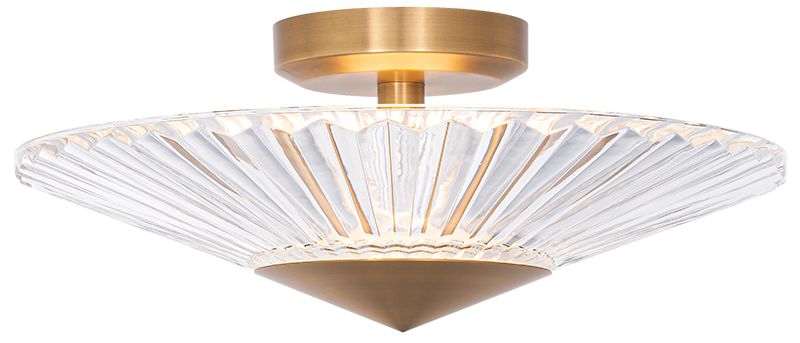 Origami 16" Wide Aged Brass Clear Crystal 1-Light Semi-Flush Mount