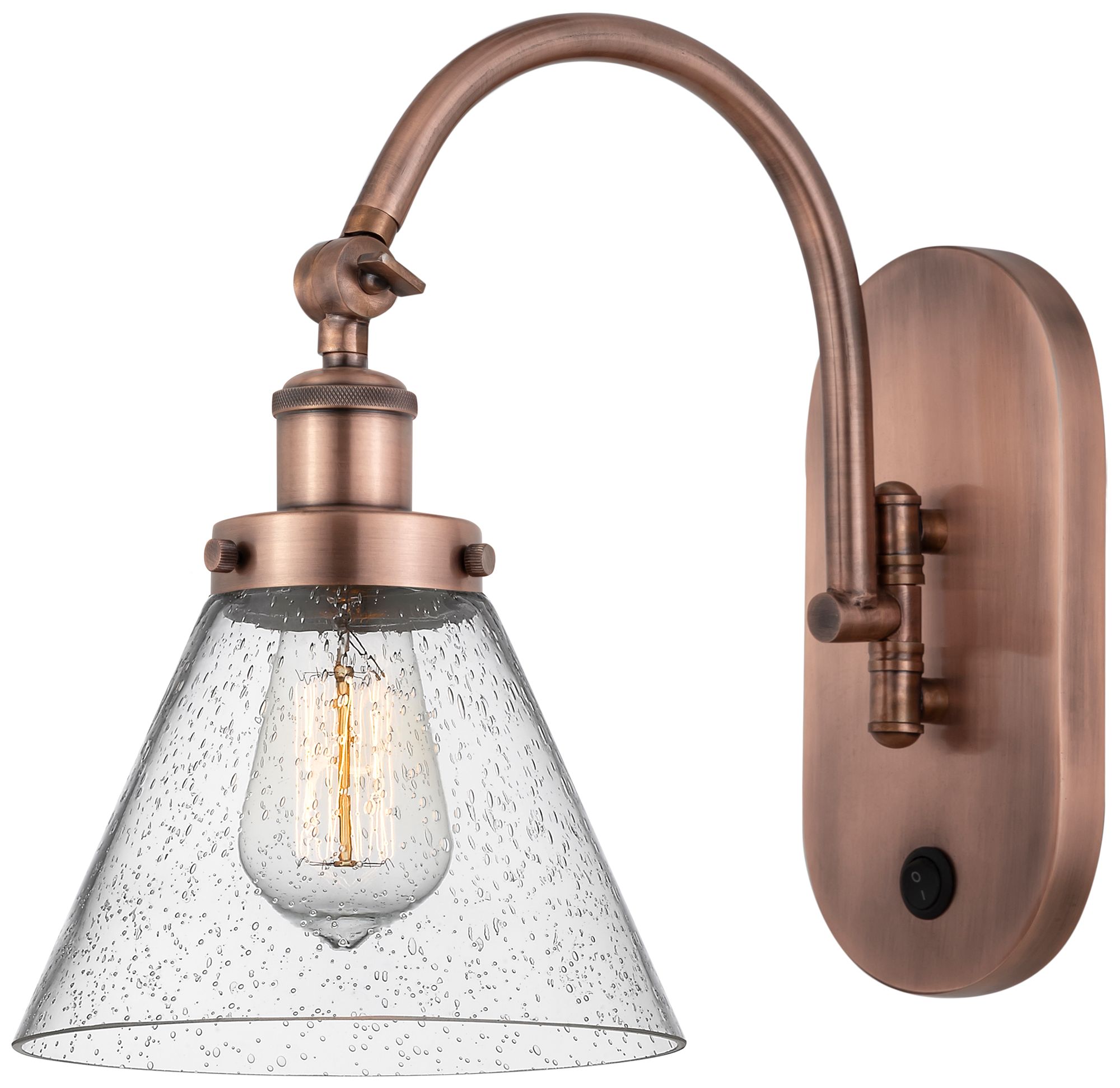 Franklin Restoration Cone 8" LED Sconce - Copper Finish - Seedy Shade