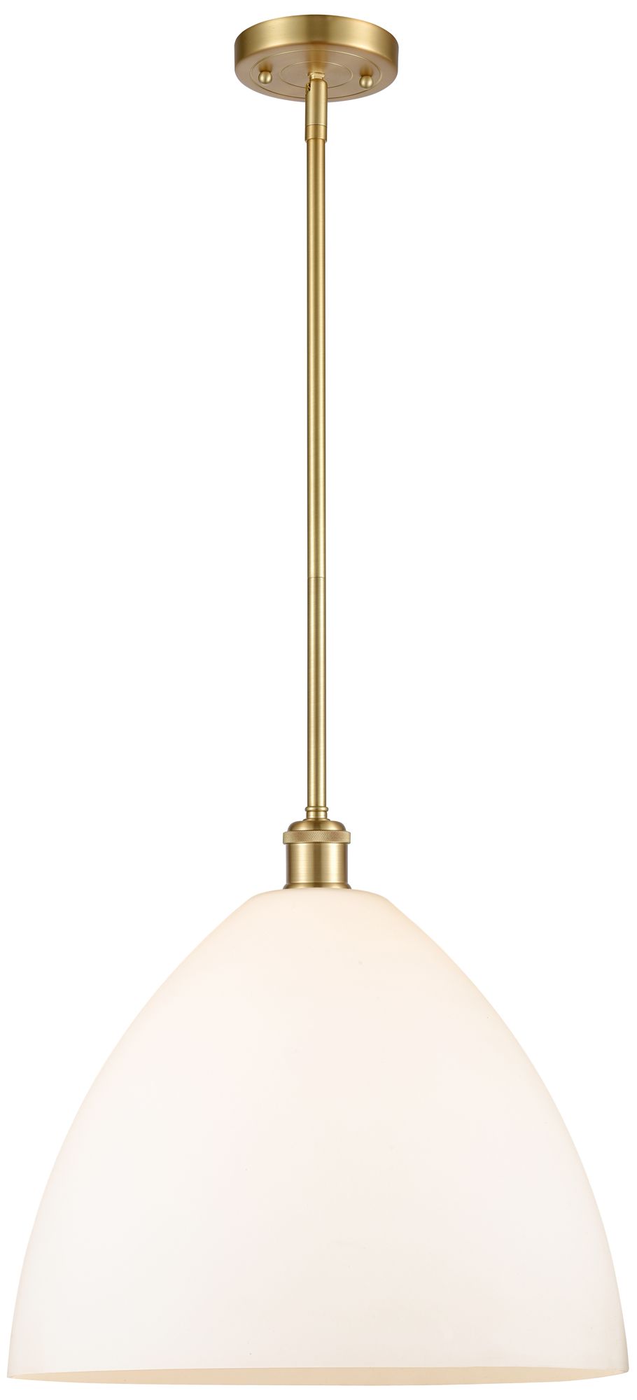 Bristol Glass 16" Satin Gold LED Pendant With Matte White Shade