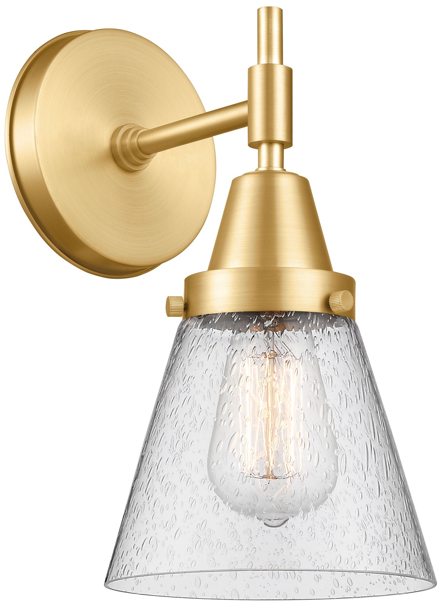Caden Cone 6" Satin Gold LED Sconce With Seedy Shade