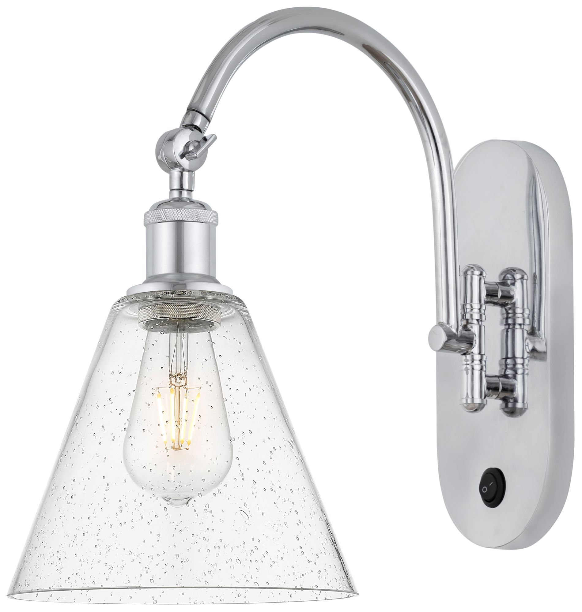 Ballston Berkshire Glass 8" Incandescent Sconce - Chrome - Seedy Shade