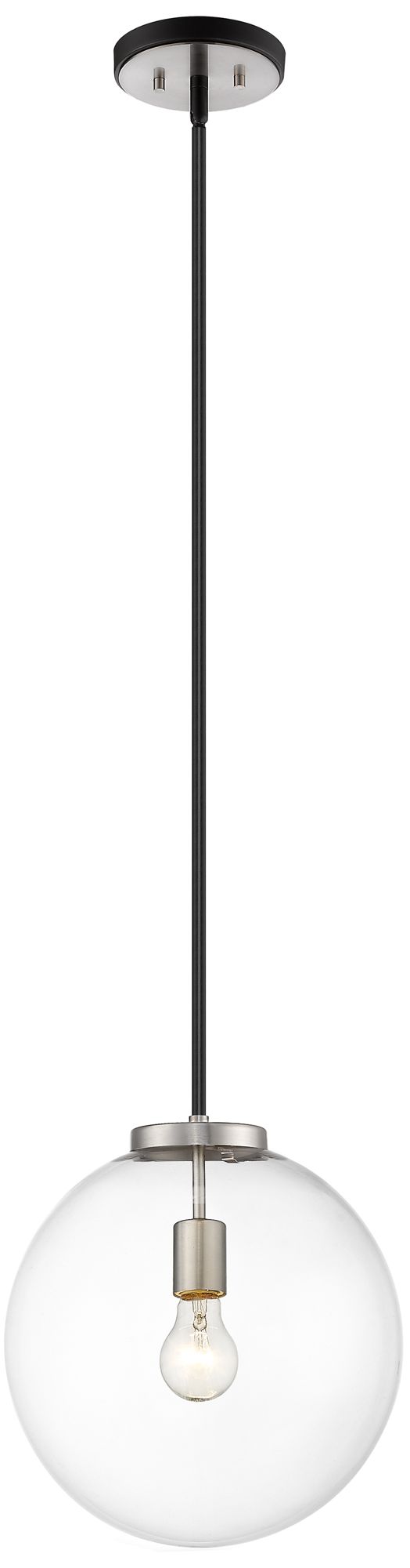 Z-Lite 1 Light Pendant in Matte Black + Brushed Nickel Finish