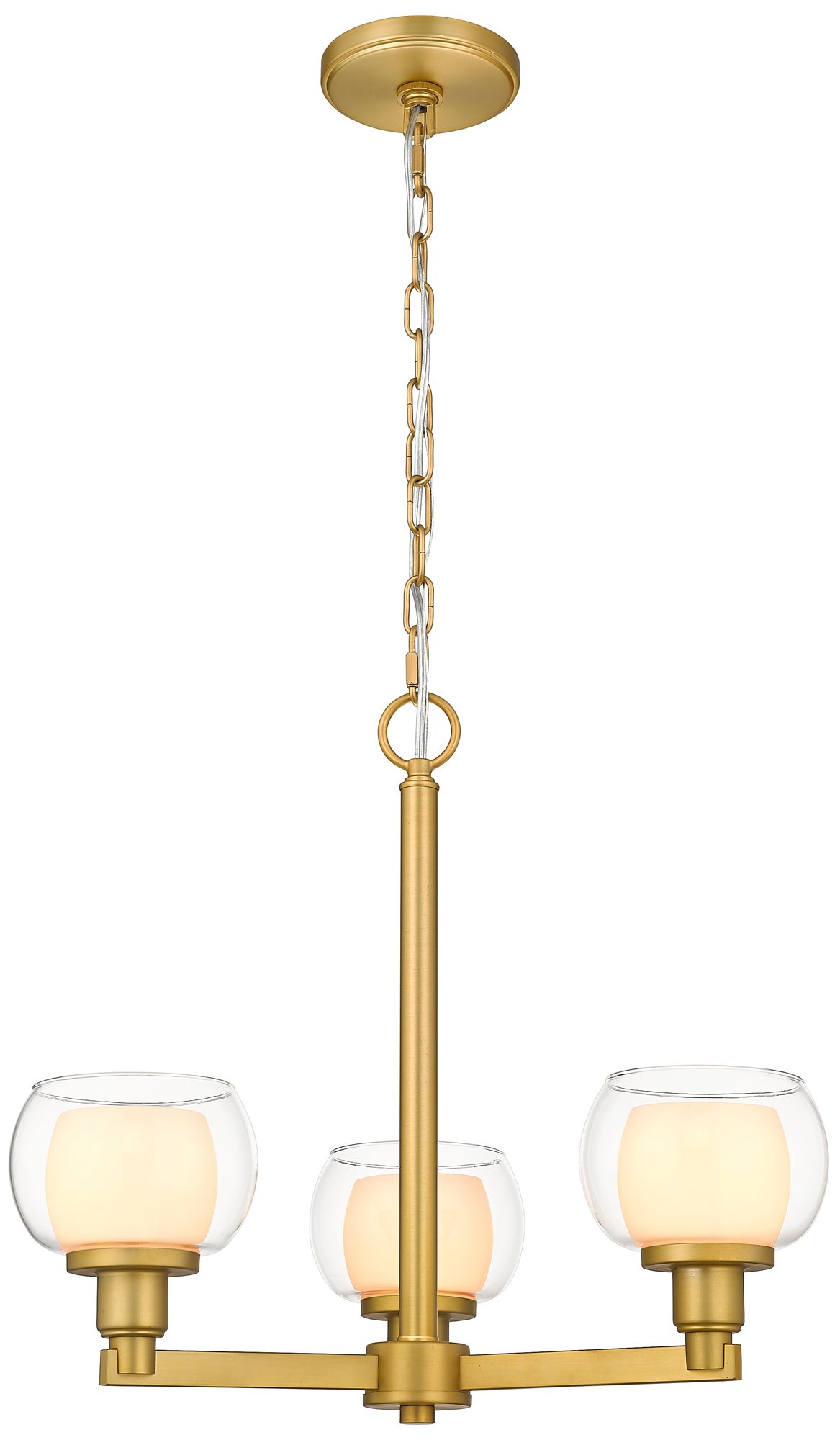 Cairo 3-Light 20" Satin Gold LED Pendant With White & Clear Shade