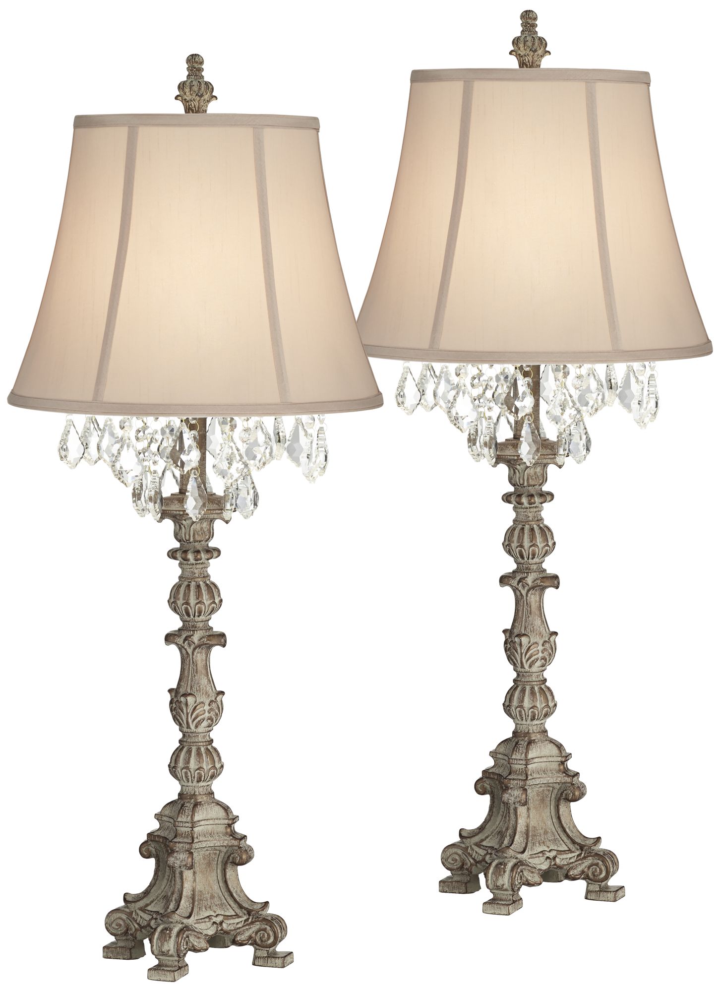 Duval French Crystal Candlestick Table Lamps Set of 2