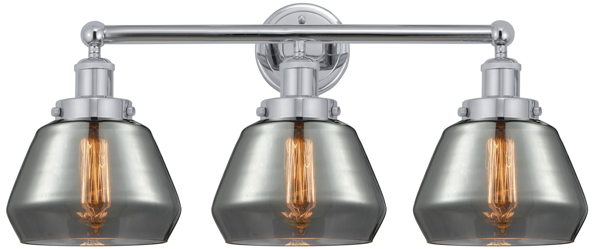 Edison Fulton 25" 3-Light Polished Chrome Bath Light w/ Plated Smoke S