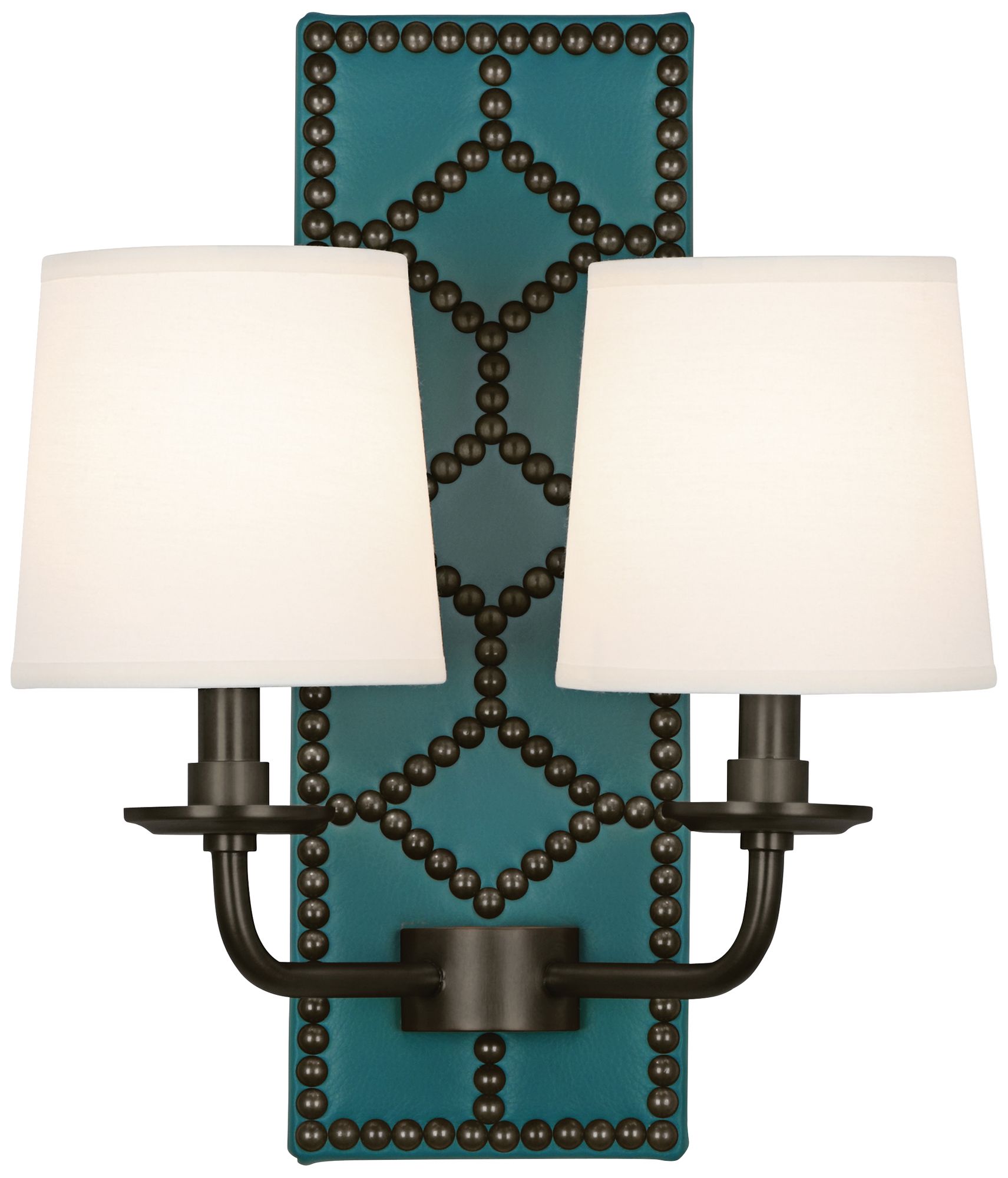 Lightfoot 16 1/2"H Patina Bronze w/ Mayo Teal Leather Sconce