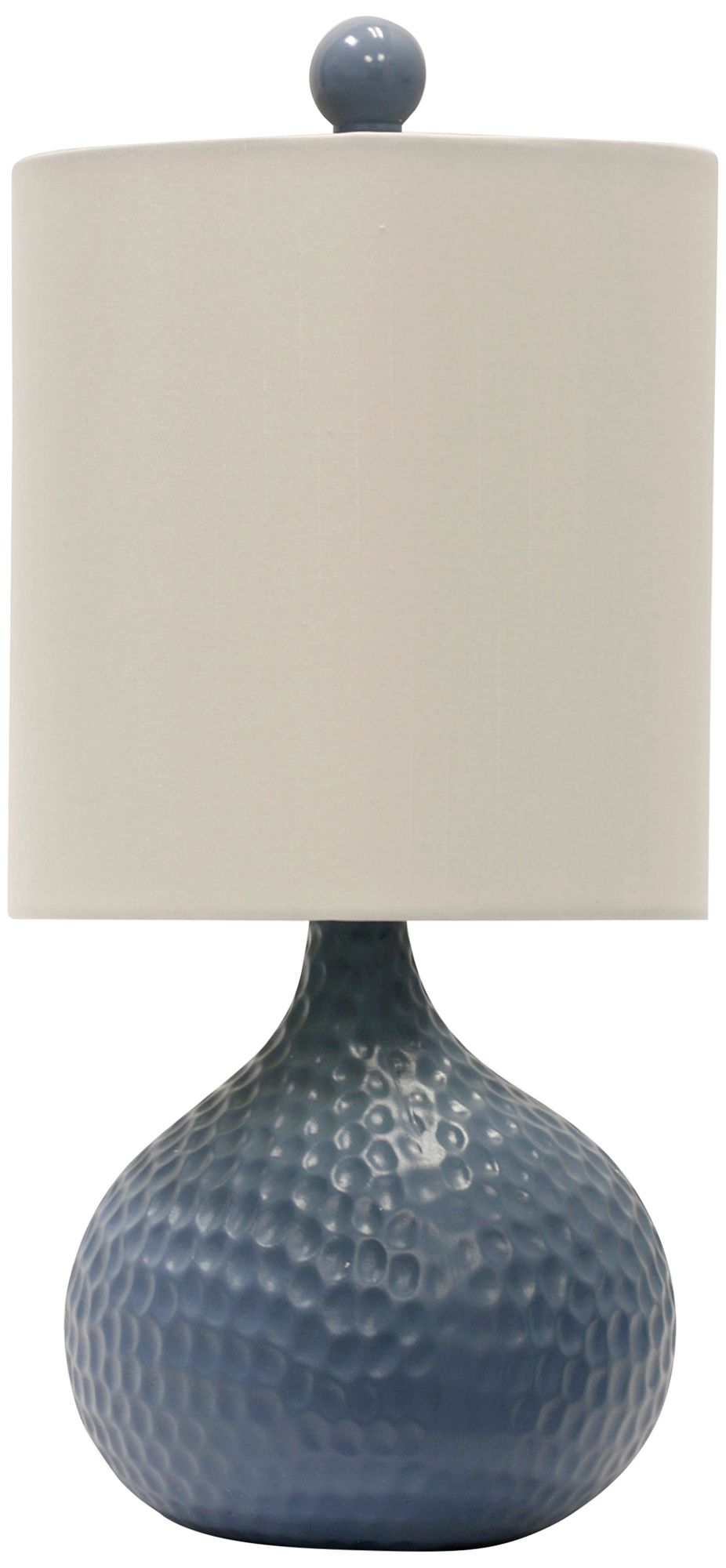 Ceramic Table Lamp - Blue Finish - White Hardback Fabric Shade