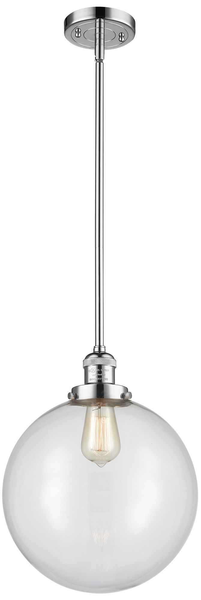 Franklin Restoration Beacon 12" Chrome Stemmed Mini Pendant w/ Clear S