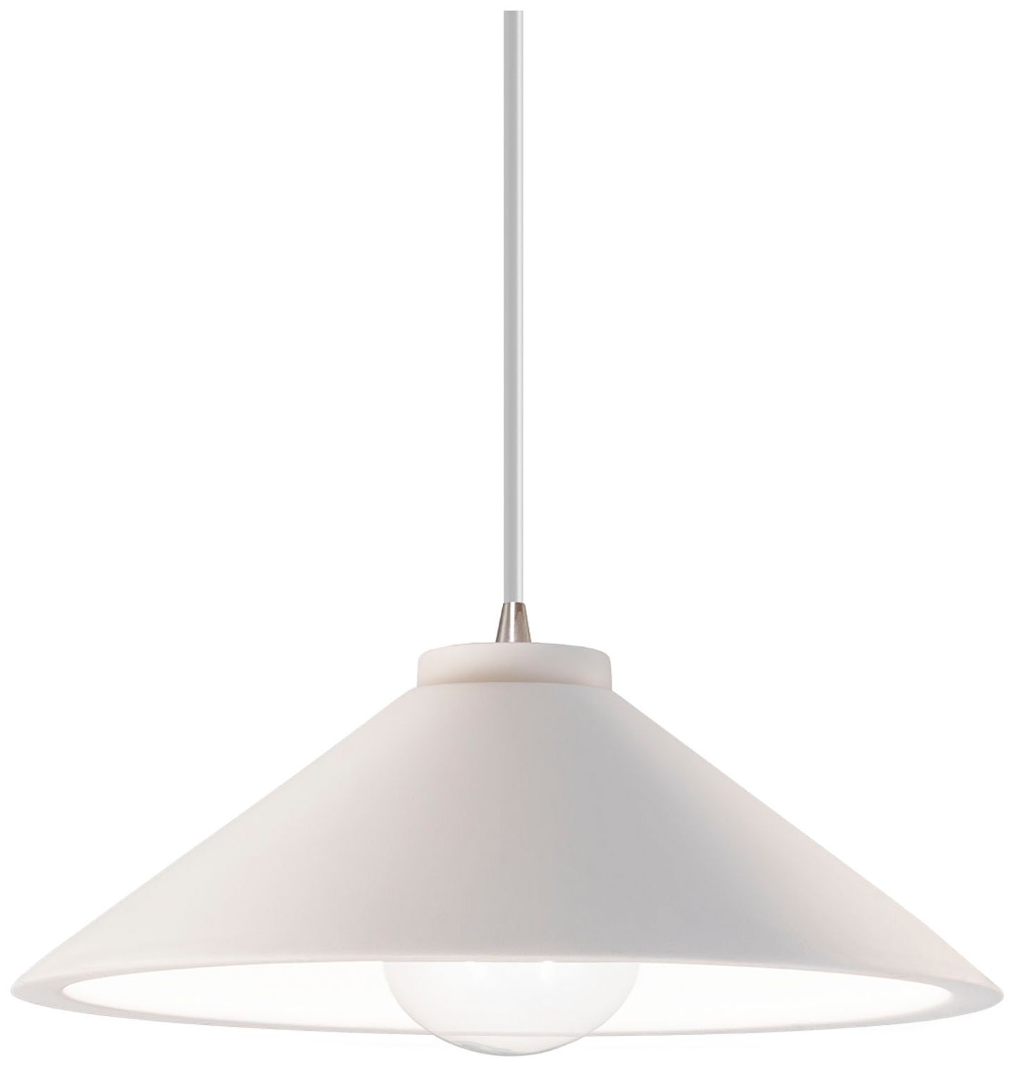 Flare Pendant - Bisque - Brushed Nickel - White Cord