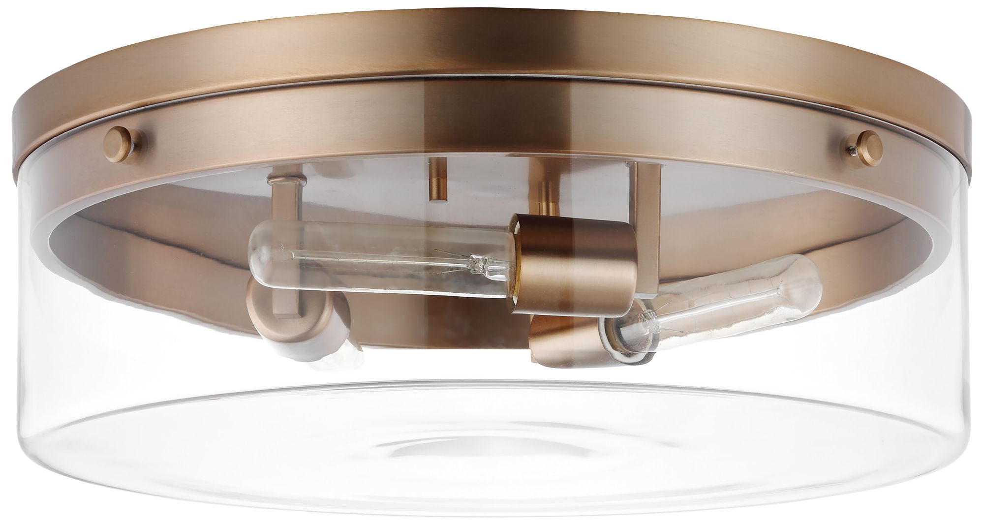 Intersection; Large Flush Mount Fixture; Burnished Brass with Clear Glass