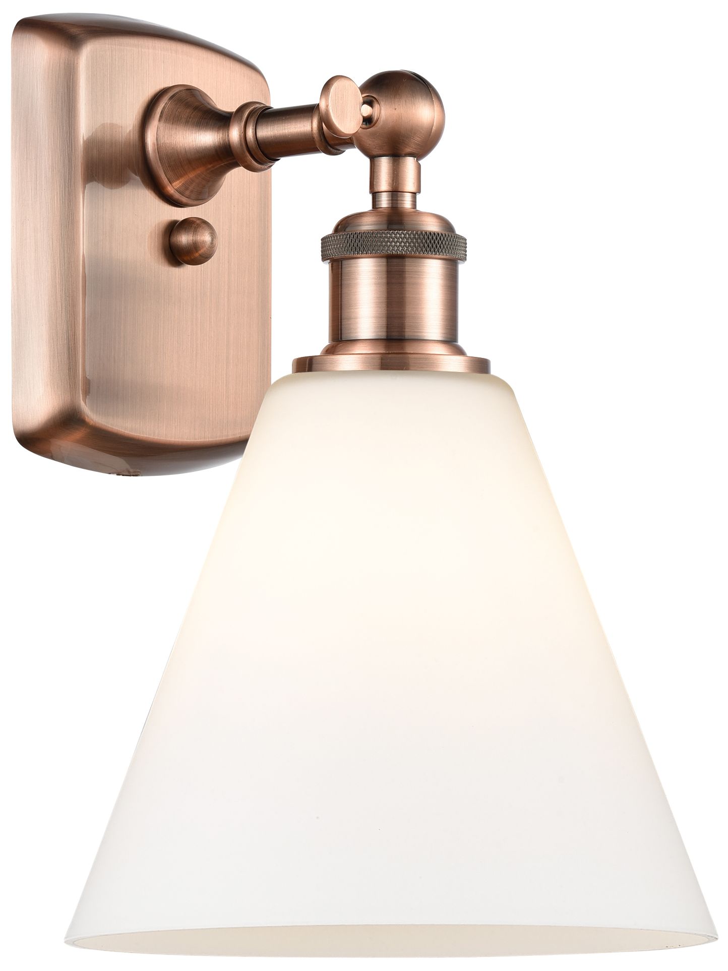 Berkshire Glass 8" Incandescent Sconce - Copper Finish - Matte White S