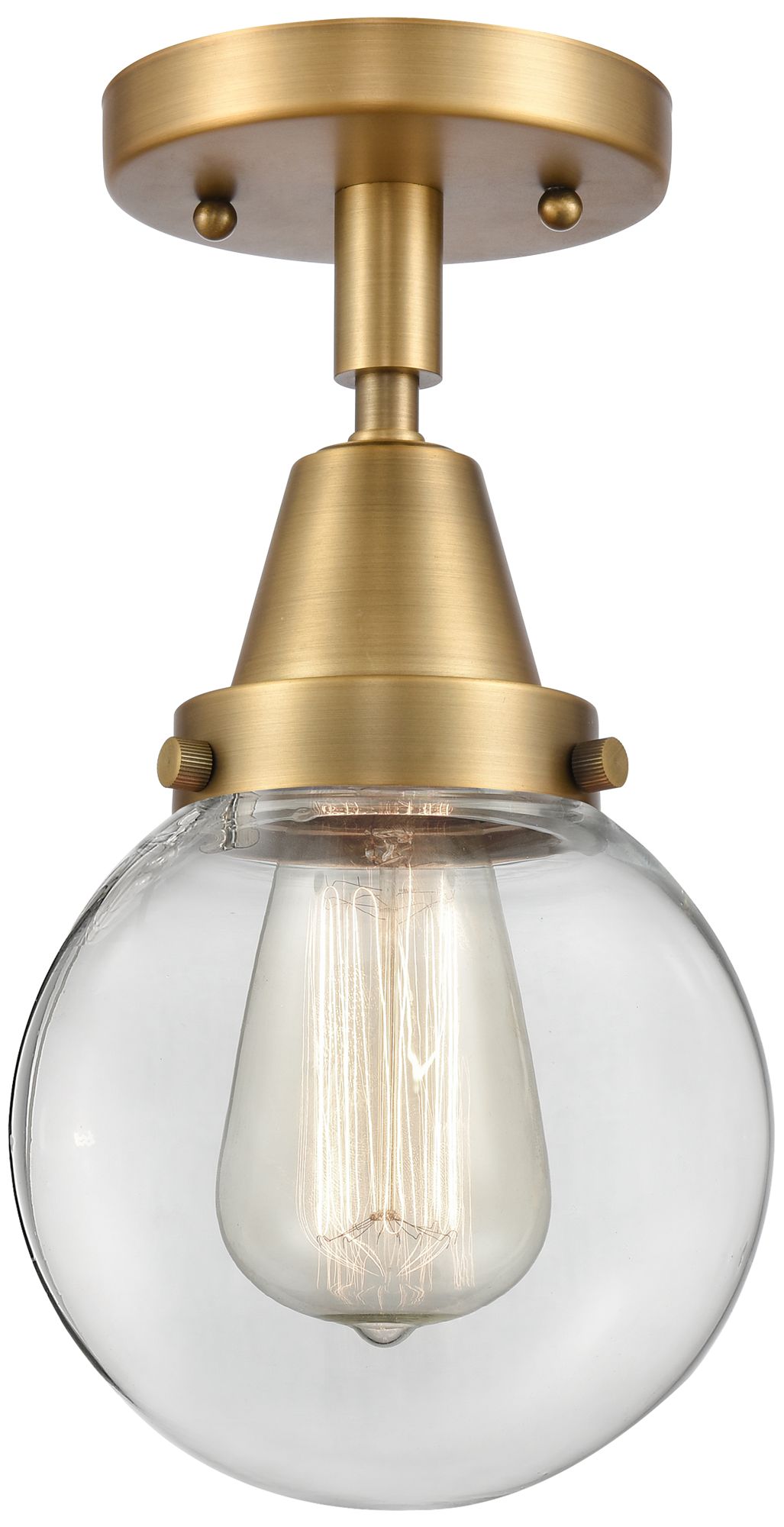 Caden Beacon 6" Flush Mount - Brushed Brass - Clear Shade