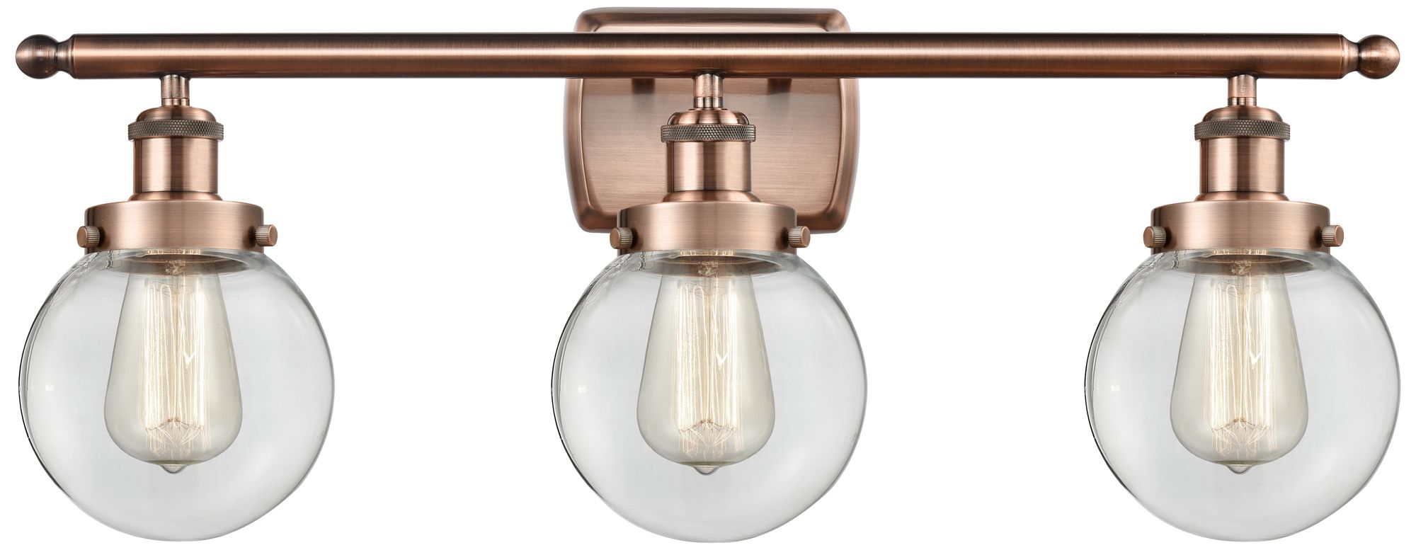 Ballston Urban Beacon 3 Light 26" Bath Light - Antique Copper - Clear