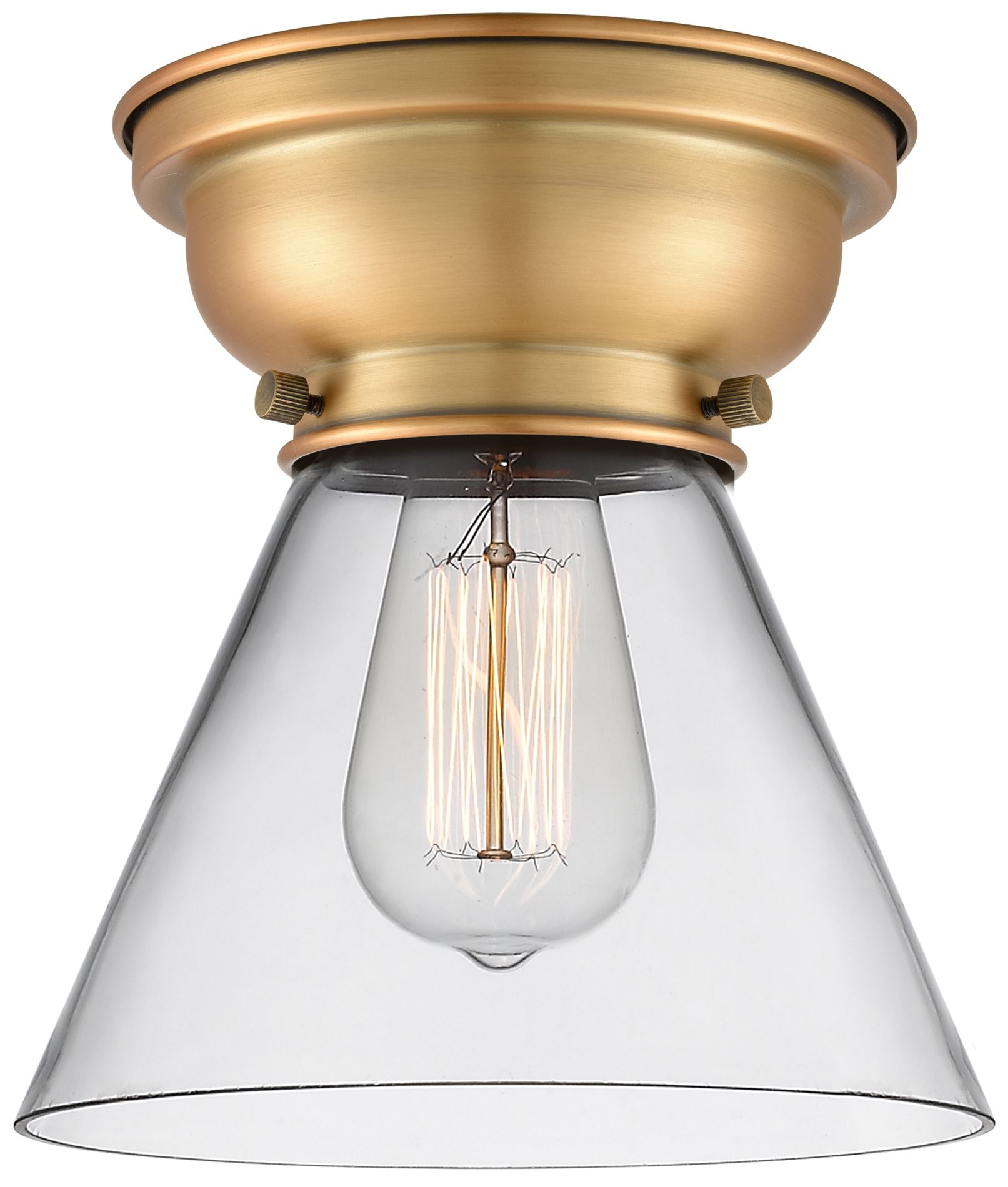 Aditi Cone 8" Flush Mount - Brushed Brass - Clear Shade