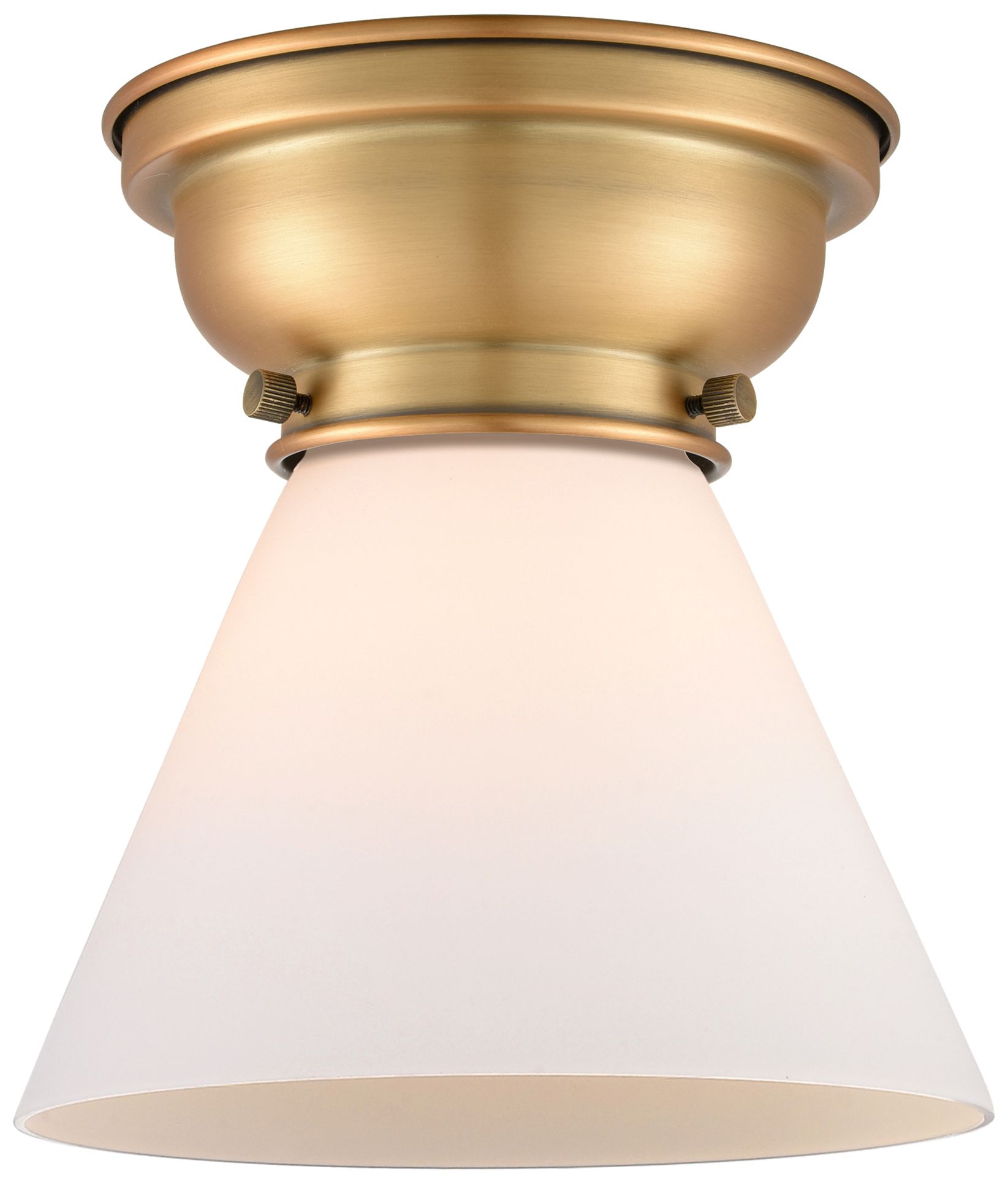 Aditi Cone 8" Flush Mount - Brushed Brass - Matte White Shade