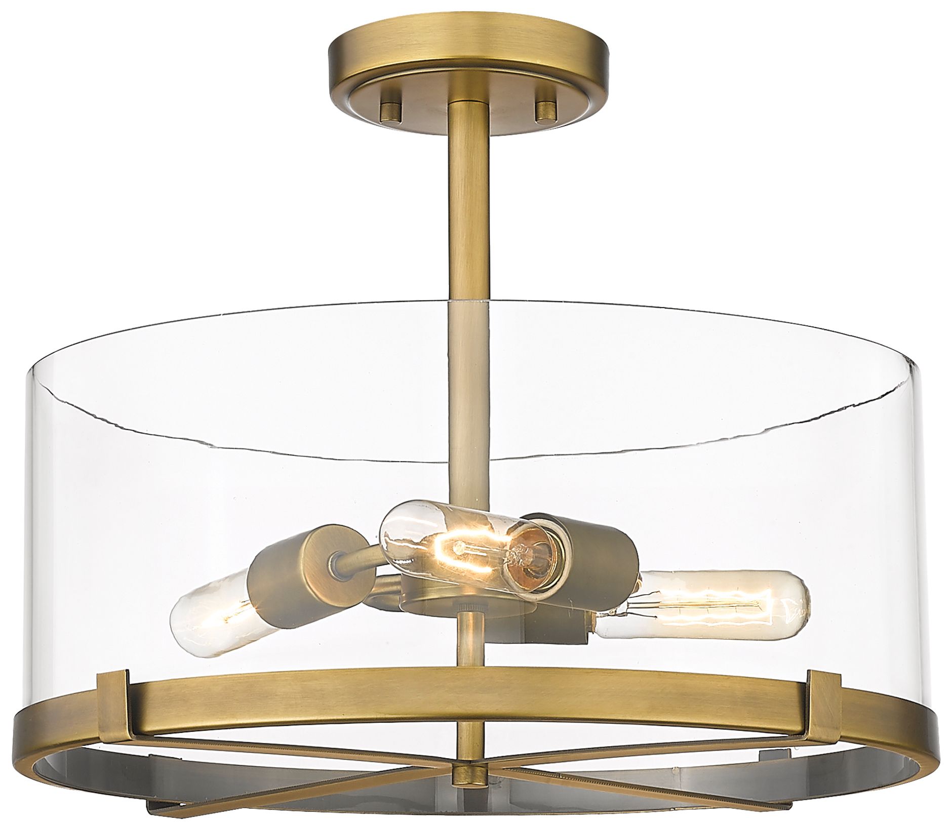 Callista by Z-Lite Rubbed Brass 3 Light Semi Flush Mount