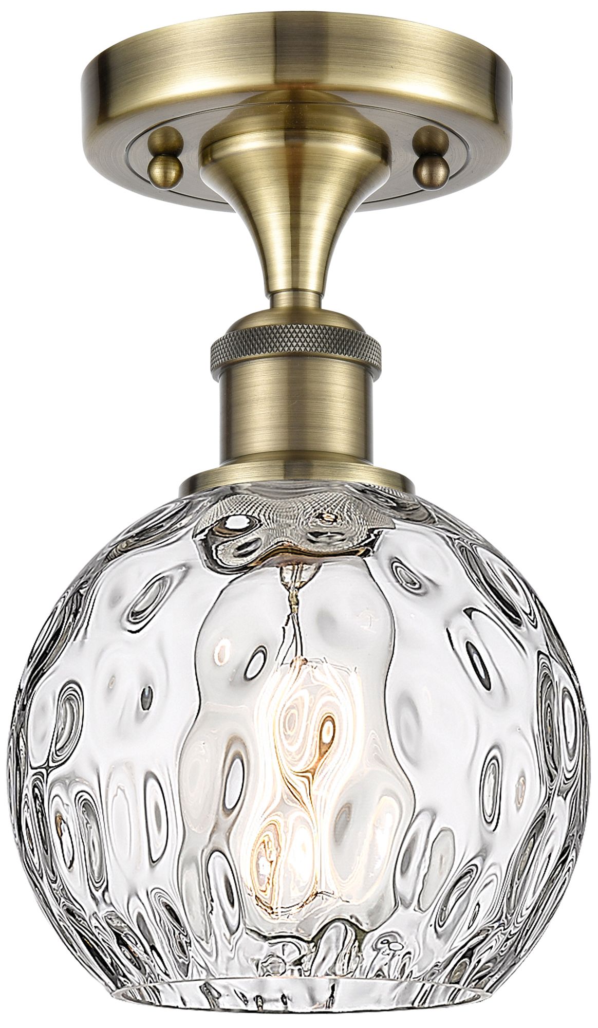 Athens Water Glass  6" LED Semi-Flush Mount - Brass - Clear Water Glas